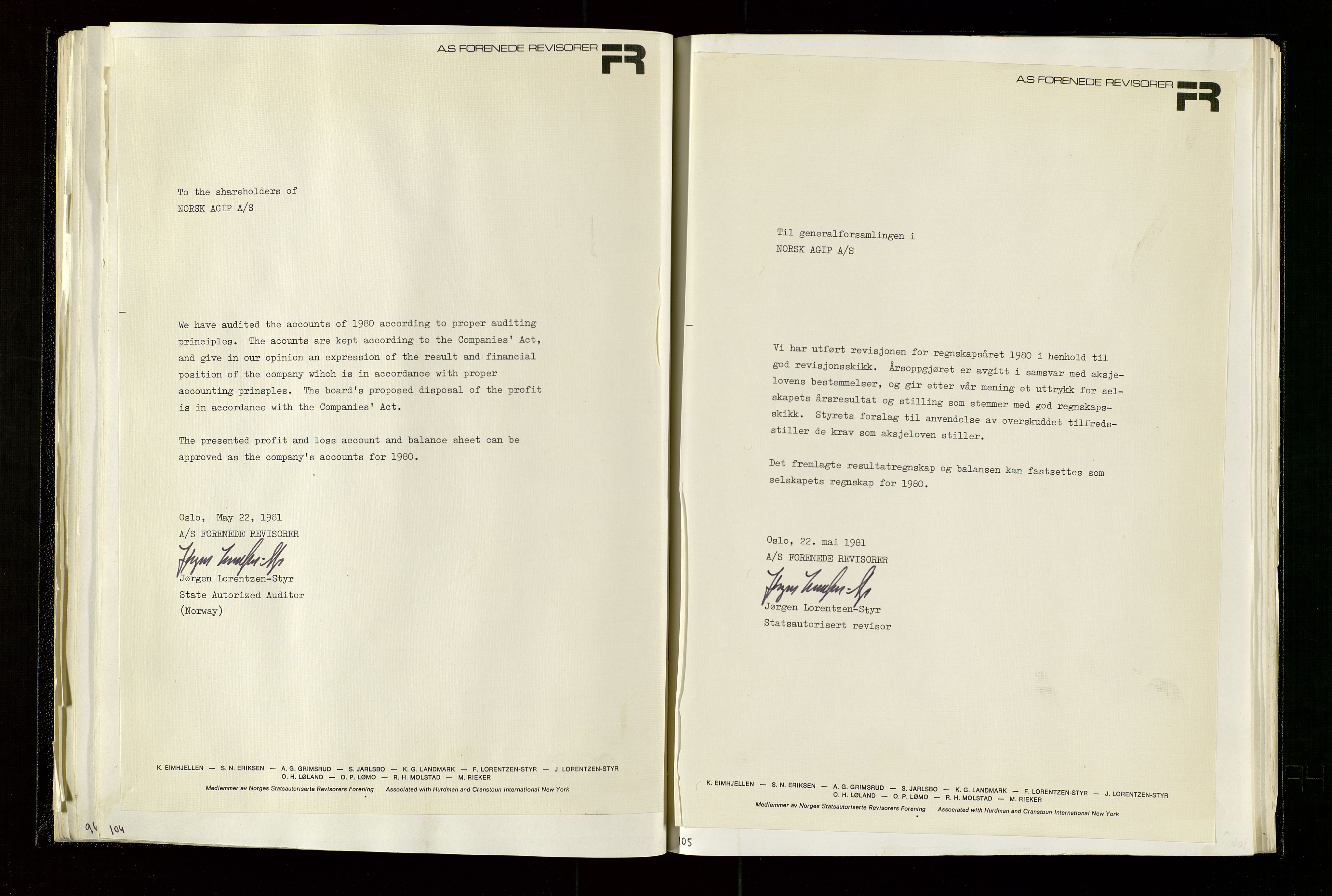 Pa 1583 - Norsk Agip AS, AV/SAST-A-102138/A/Aa/L0003: Board of Directors meeting minutes, 1979-1983, s. 104-105