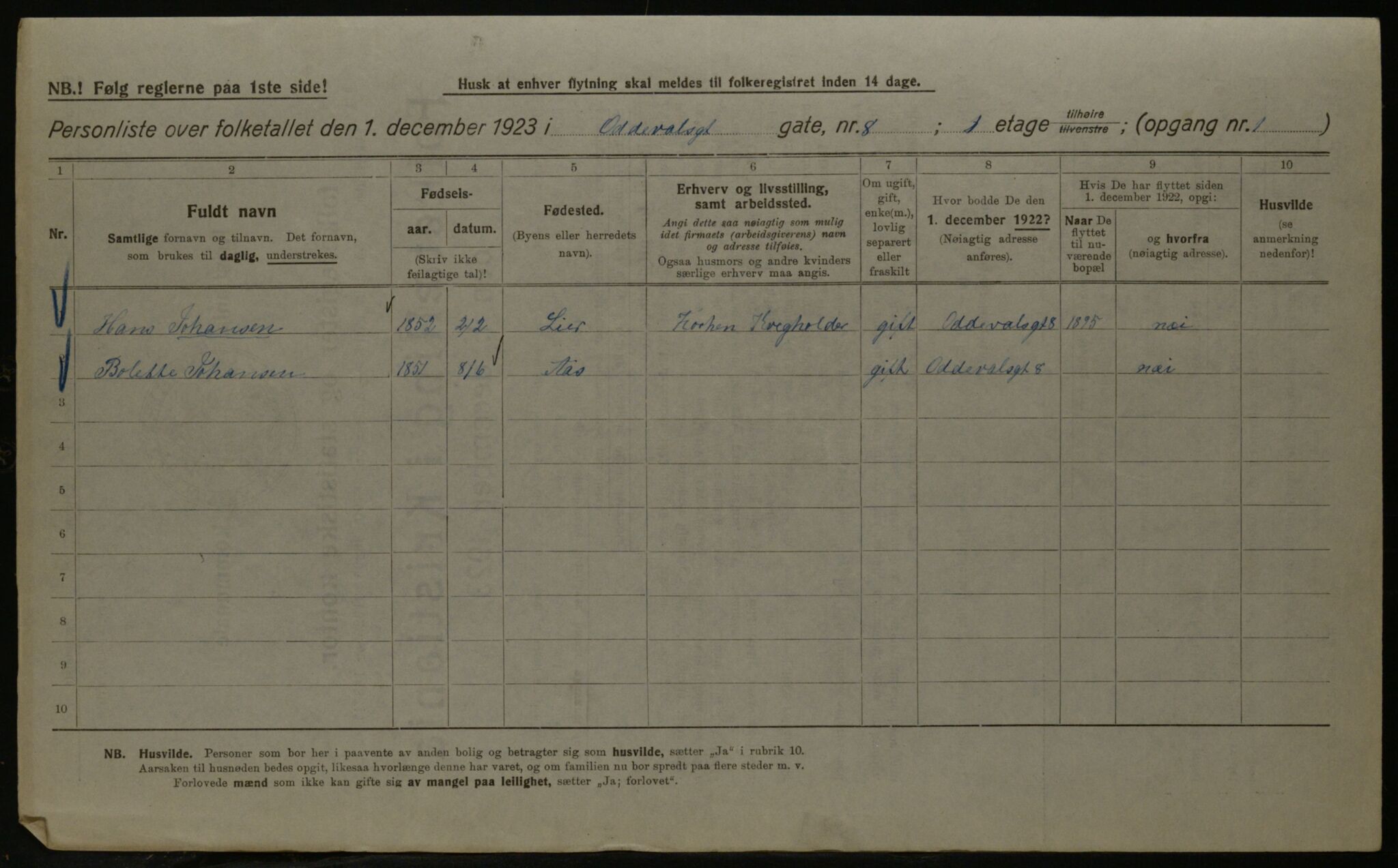 OBA, Kommunal folketelling 1.12.1923 for Kristiania, 1923, s. 81756