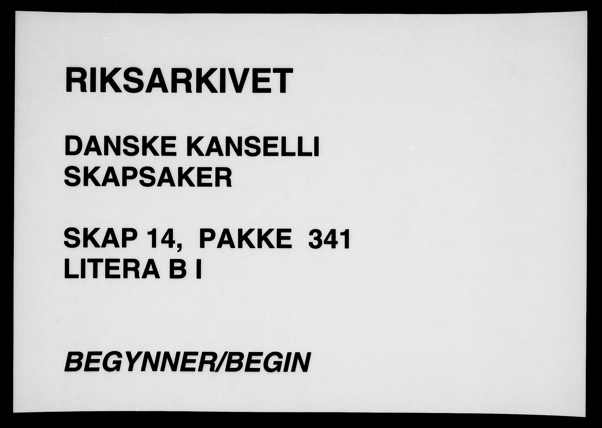 Danske Kanselli, Skapsaker, RA/EA-4061/F/L0069: Skap 14, pakke 341B, 1685-1686, s. 1