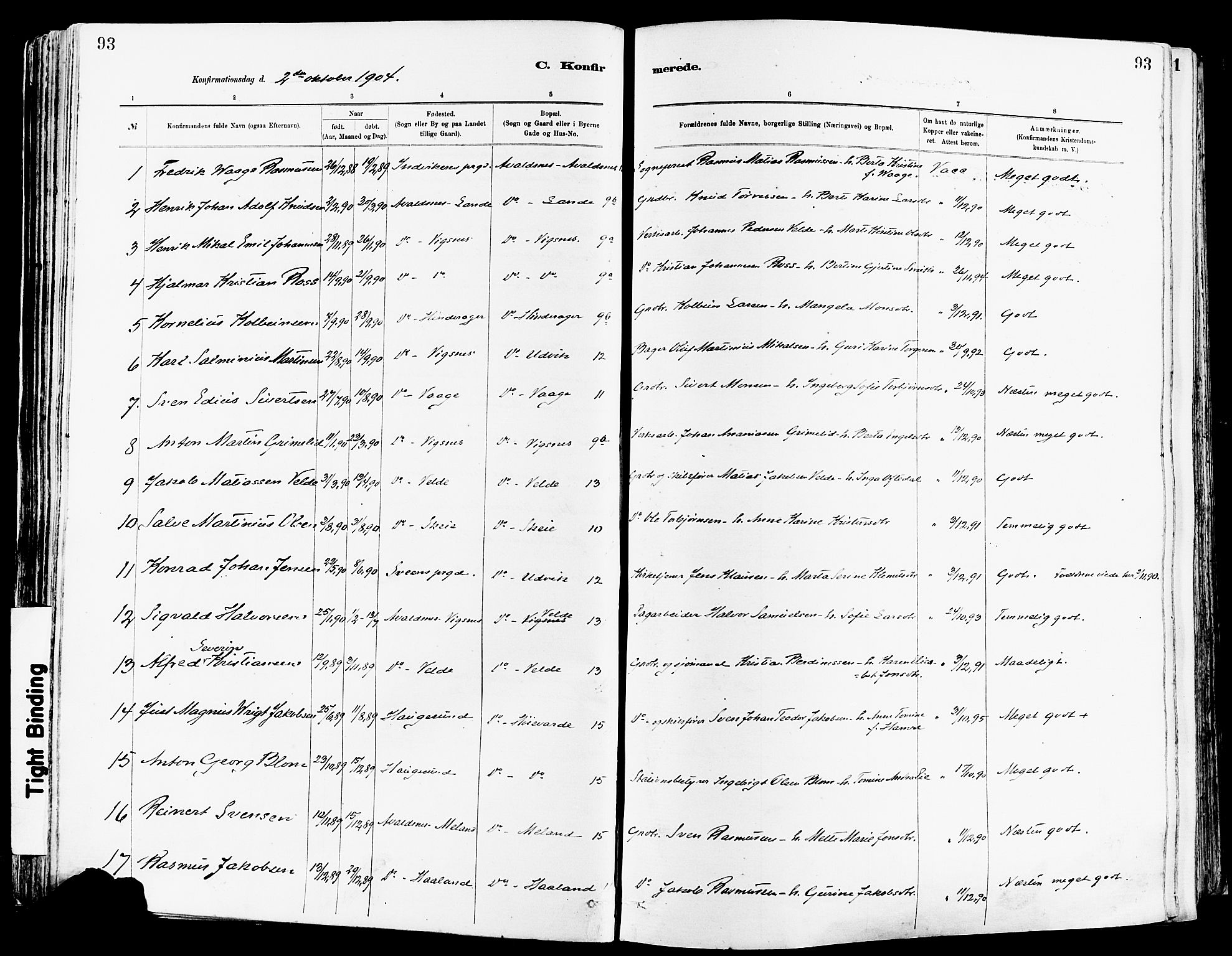 Avaldsnes sokneprestkontor, SAST/A -101851/H/Ha/Haa/L0015: Ministerialbok nr. A 15, 1880-1906, s. 93