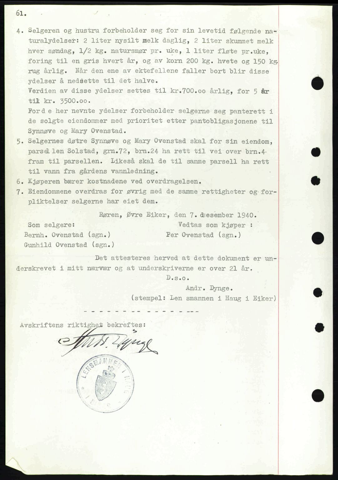 Eiker, Modum og Sigdal sorenskriveri, SAKO/A-123/G/Ga/Gab/L0043: Pantebok nr. A13, 1940-1941, Dagboknr: 24/1941