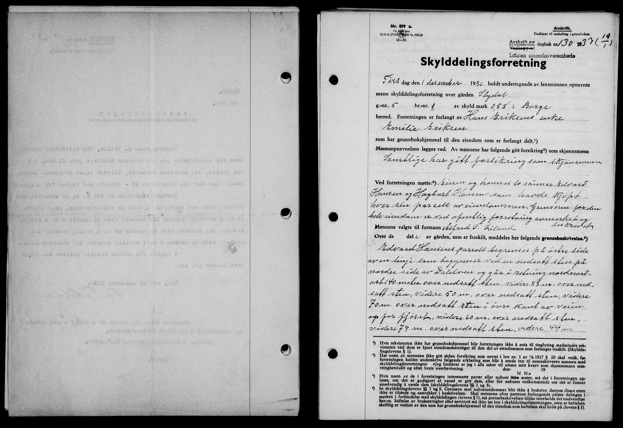 Lofoten sorenskriveri, SAT/A-0017/1/2/2C/L0001a: Pantebok nr. 1a, 1936-1937, Dagboknr: 130/1937