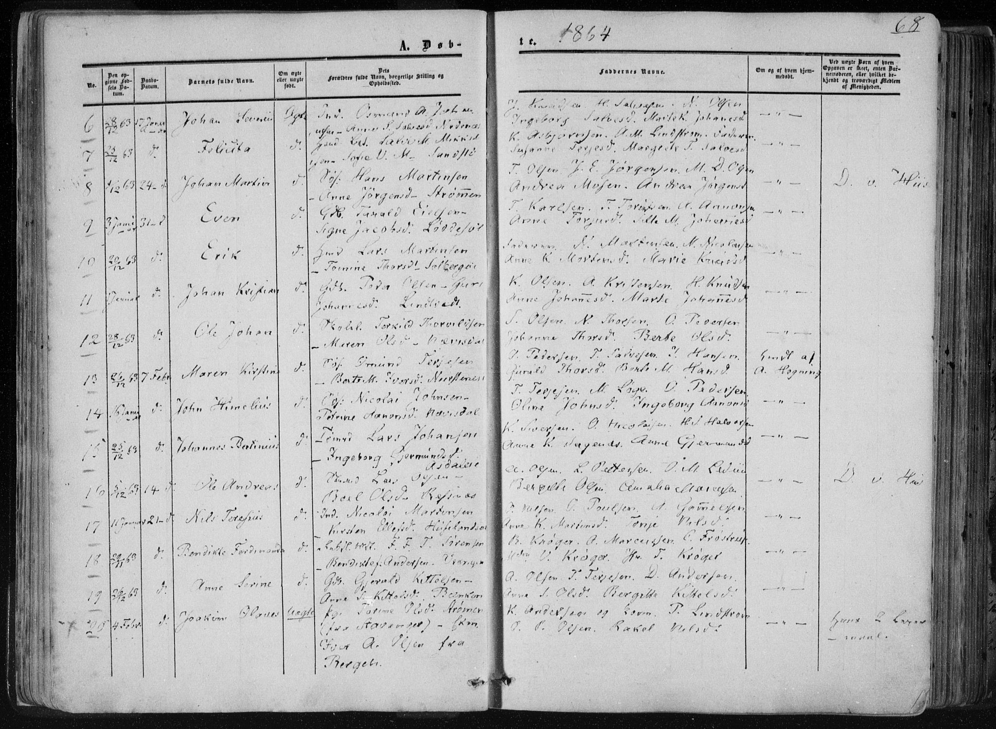 Øyestad sokneprestkontor, AV/SAK-1111-0049/F/Fa/L0015: Ministerialbok nr. A 15, 1857-1873, s. 68