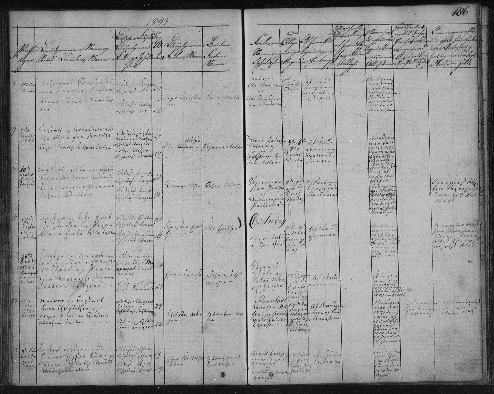 Kragerø kirkebøker, AV/SAKO-A-278/F/Fa/L0005: Ministerialbok nr. 5, 1832-1847, s. 186