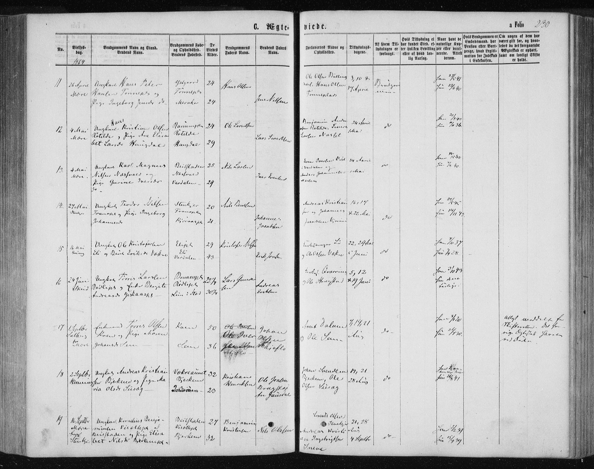Ministerialprotokoller, klokkerbøker og fødselsregistre - Nord-Trøndelag, SAT/A-1458/735/L0345: Ministerialbok nr. 735A08 /1, 1863-1872, s. 230