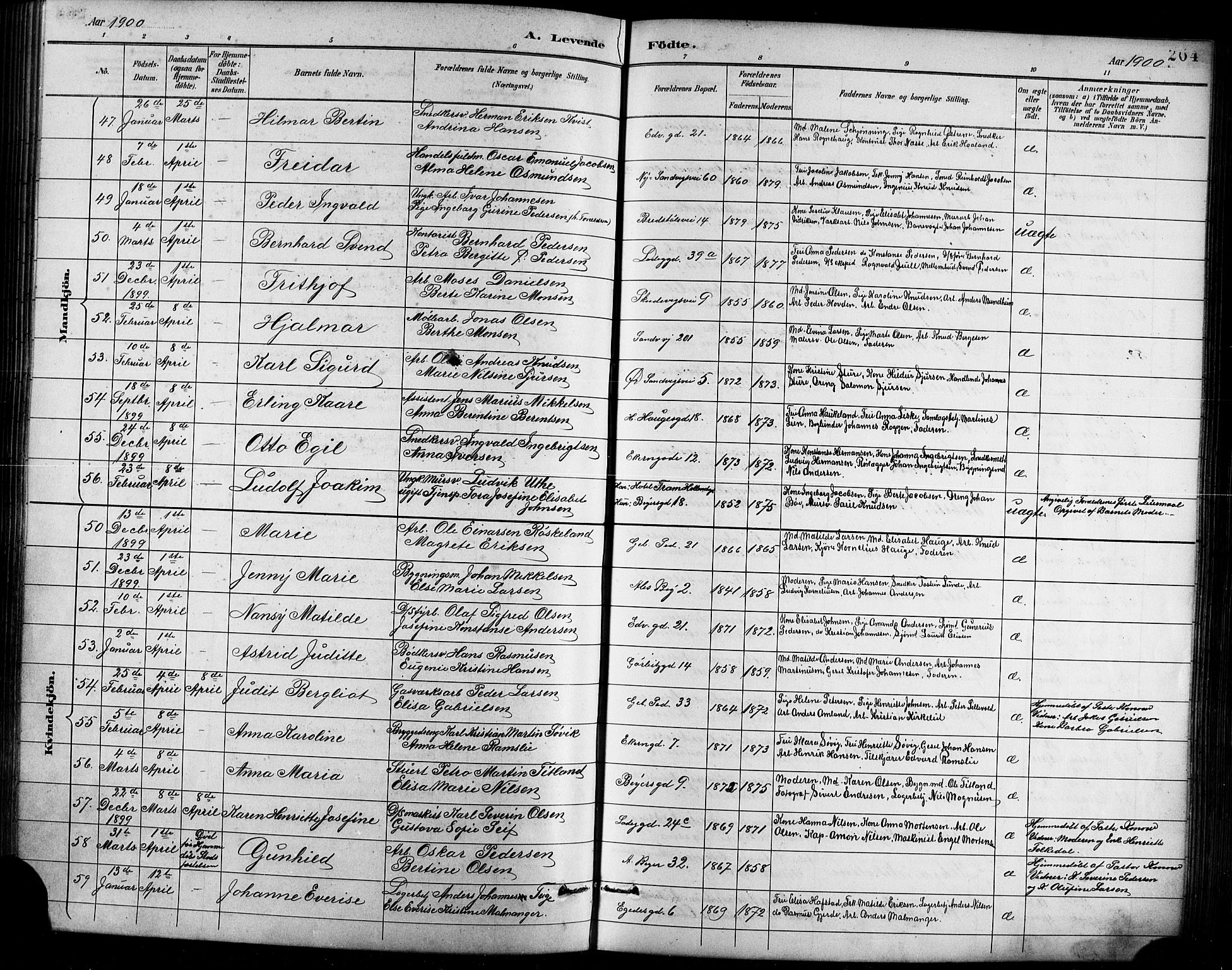 Sandviken Sokneprestembete, AV/SAB-A-77601/H/Hb/L0002: Klokkerbok nr. A 3, 1888-1902, s. 264