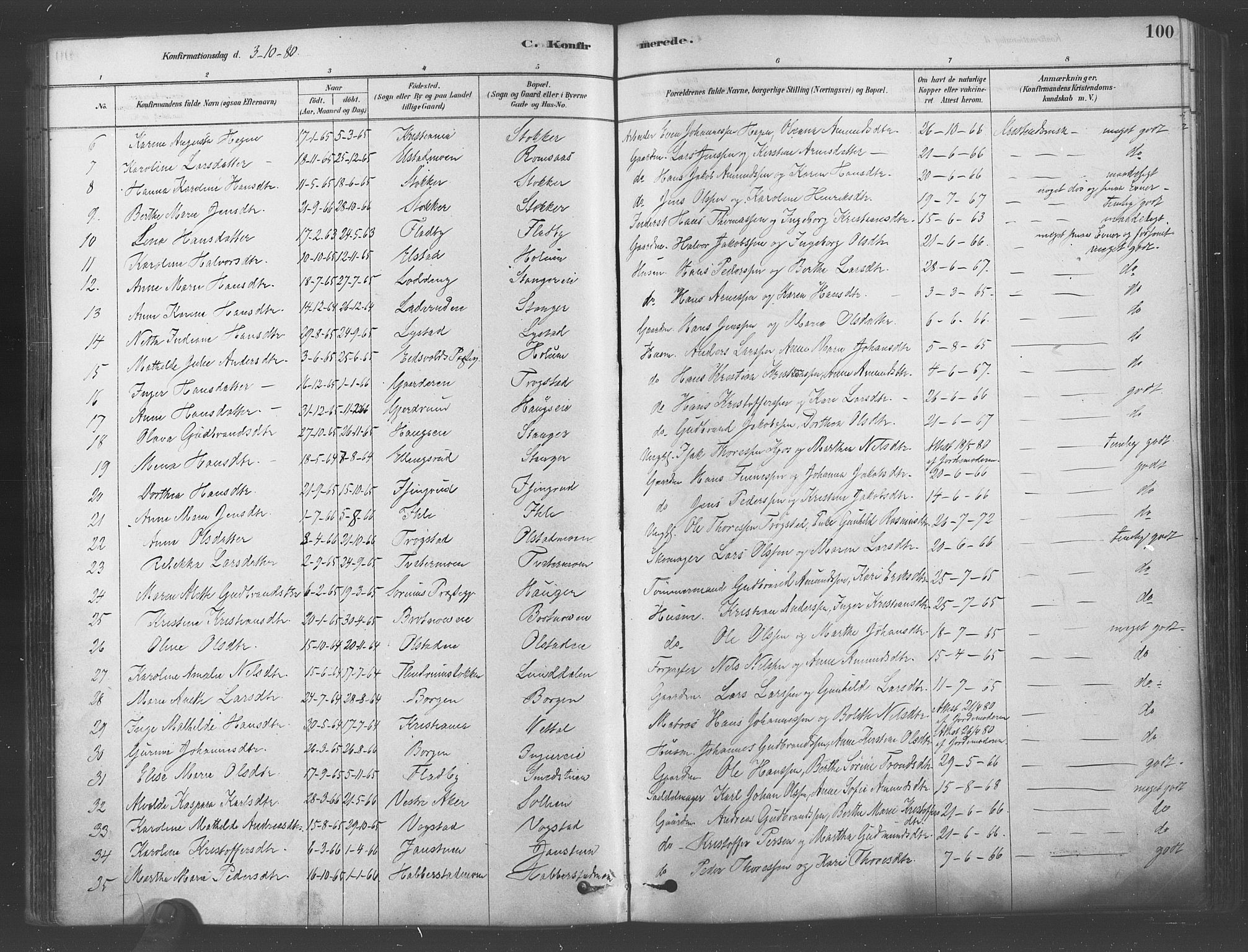 Ullensaker prestekontor Kirkebøker, AV/SAO-A-10236a/F/Fa/L0019: Ministerialbok nr. I 19, 1878-1891, s. 100