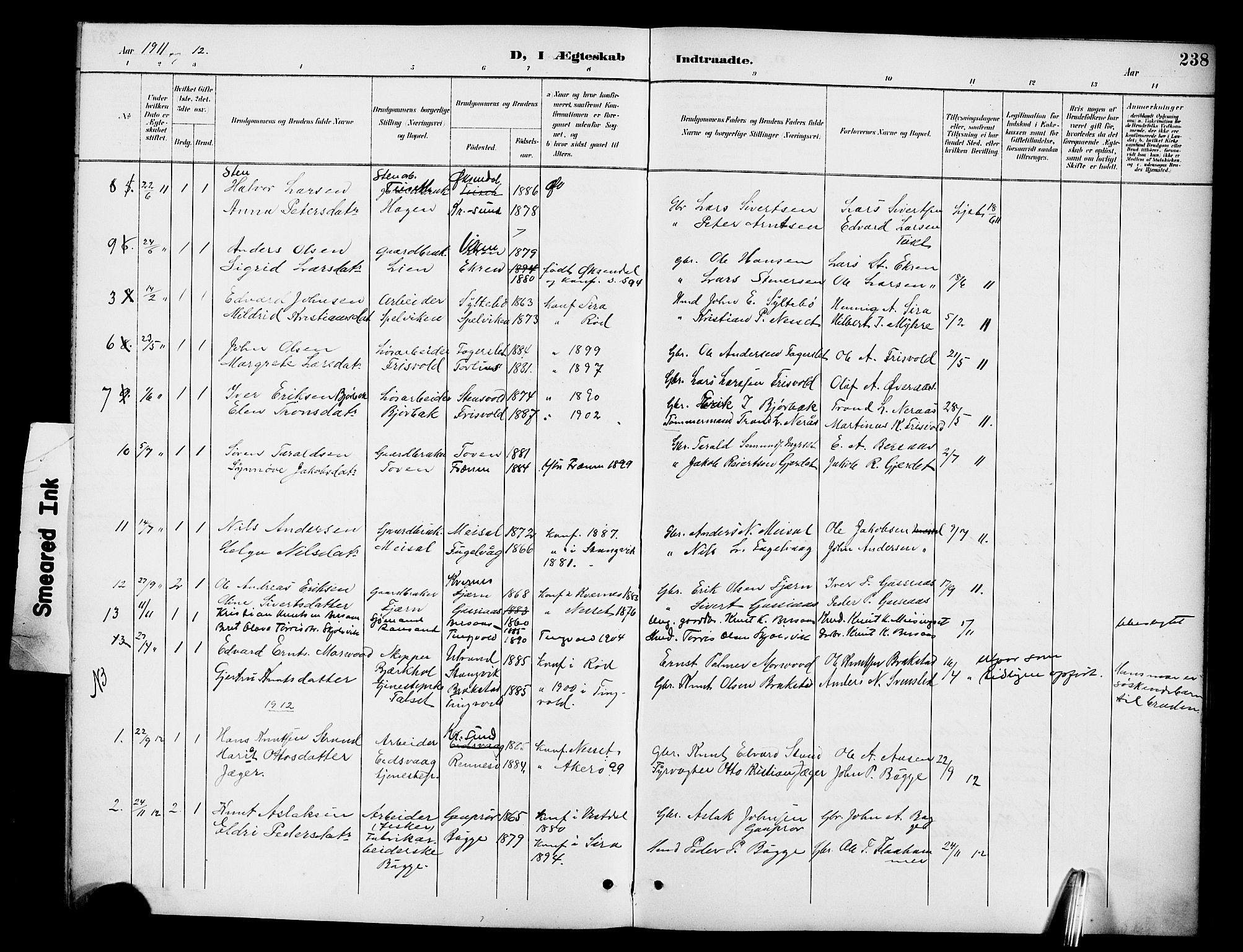 Ministerialprotokoller, klokkerbøker og fødselsregistre - Møre og Romsdal, AV/SAT-A-1454/551/L0632: Klokkerbok nr. 551C04, 1894-1920, s. 238