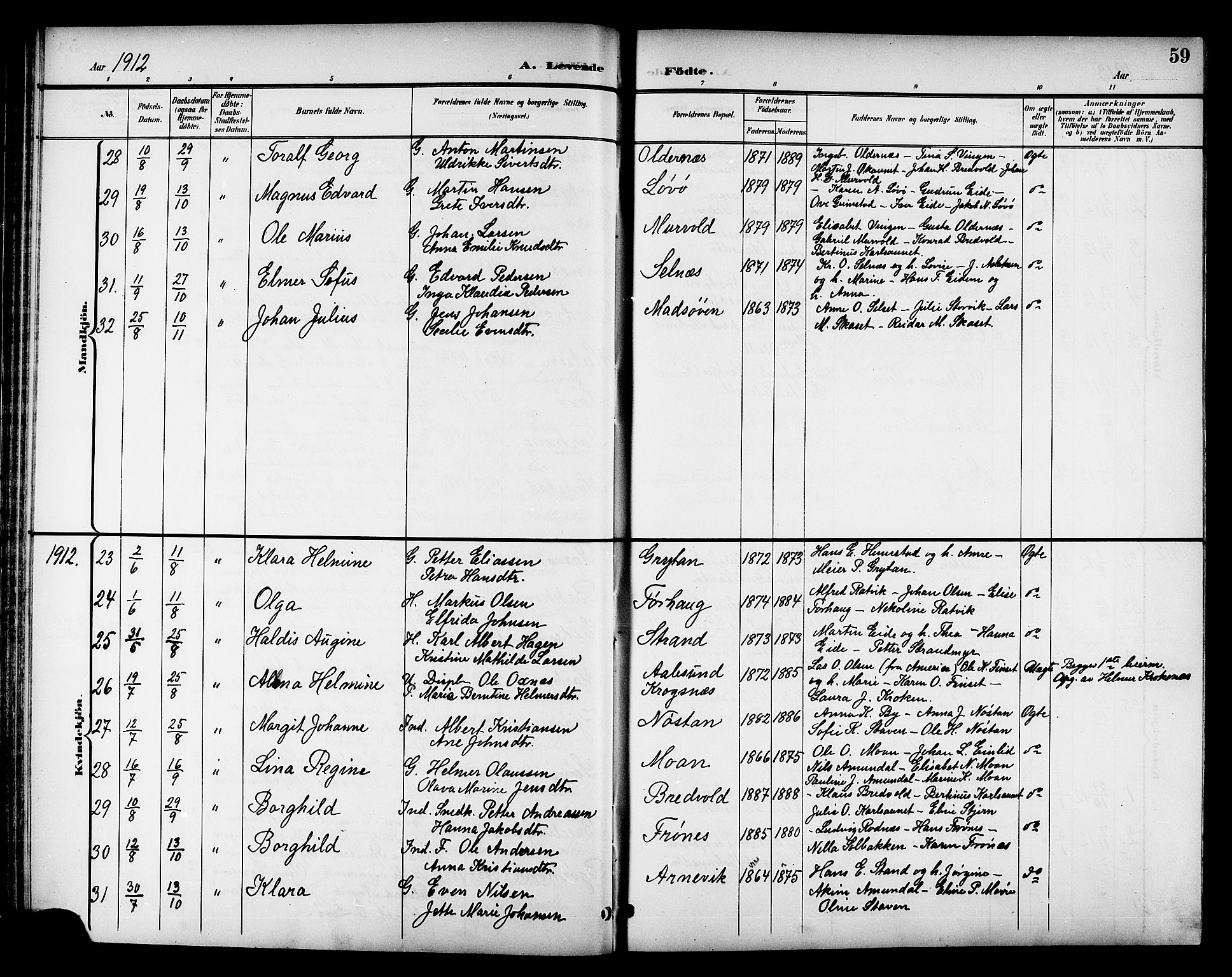 Ministerialprotokoller, klokkerbøker og fødselsregistre - Sør-Trøndelag, SAT/A-1456/655/L0688: Klokkerbok nr. 655C04, 1899-1922, s. 59