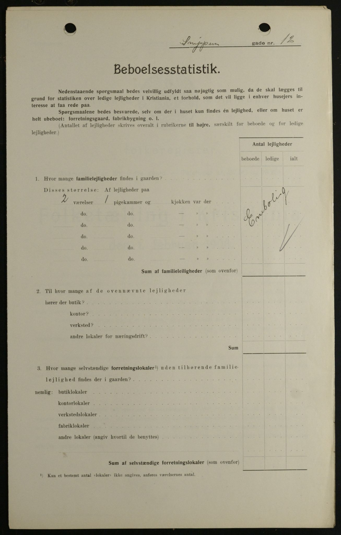 OBA, Kommunal folketelling 1.2.1908 for Kristiania kjøpstad, 1908, s. 88263