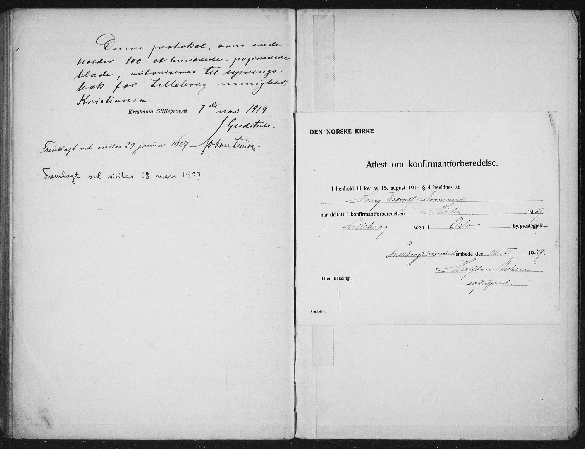 Lilleborg prestekontor Kirkebøker, SAO/A-10343a/H/L0002: Lysningsprotokoll nr. 2, 1919-1940