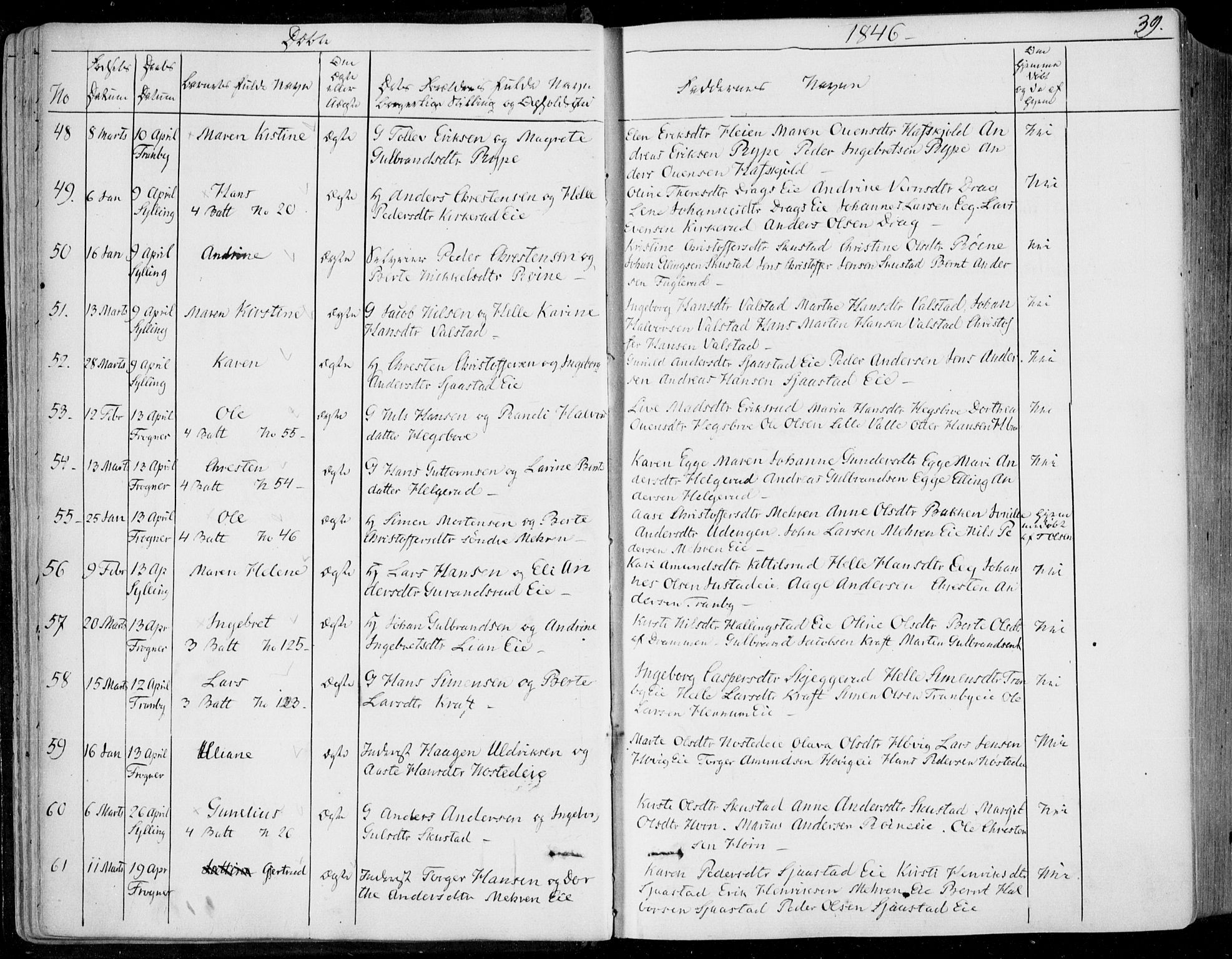 Lier kirkebøker, AV/SAKO-A-230/F/Fa/L0011: Ministerialbok nr. I 11, 1843-1854, s. 39