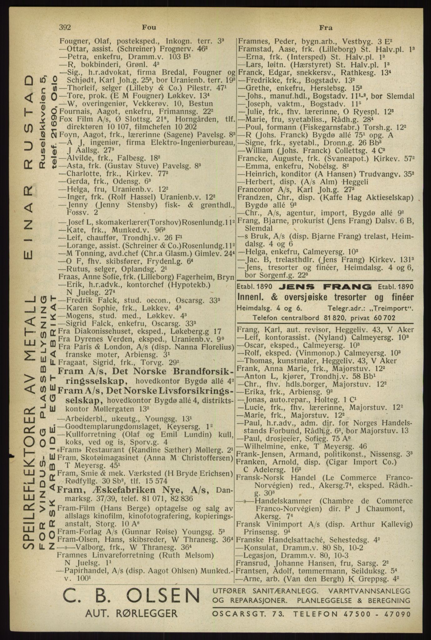 Kristiania/Oslo adressebok, PUBL/-, 1933, s. 392