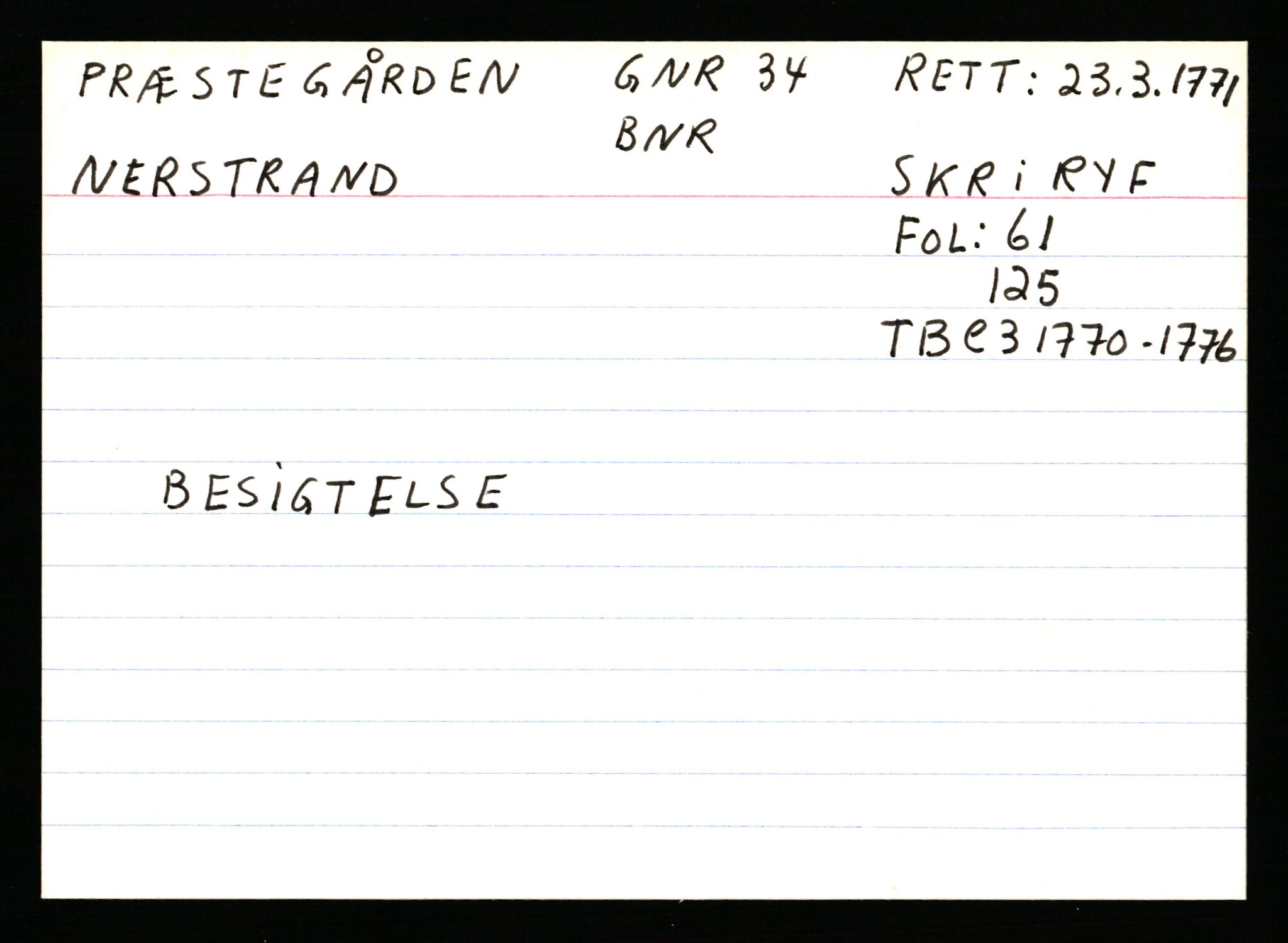 Statsarkivet i Stavanger, AV/SAST-A-101971/03/Y/Ym/L0045: Åstedskort sortert etter gårdsnavn: Prestegården - Rapstad, 1600-1950, s. 18