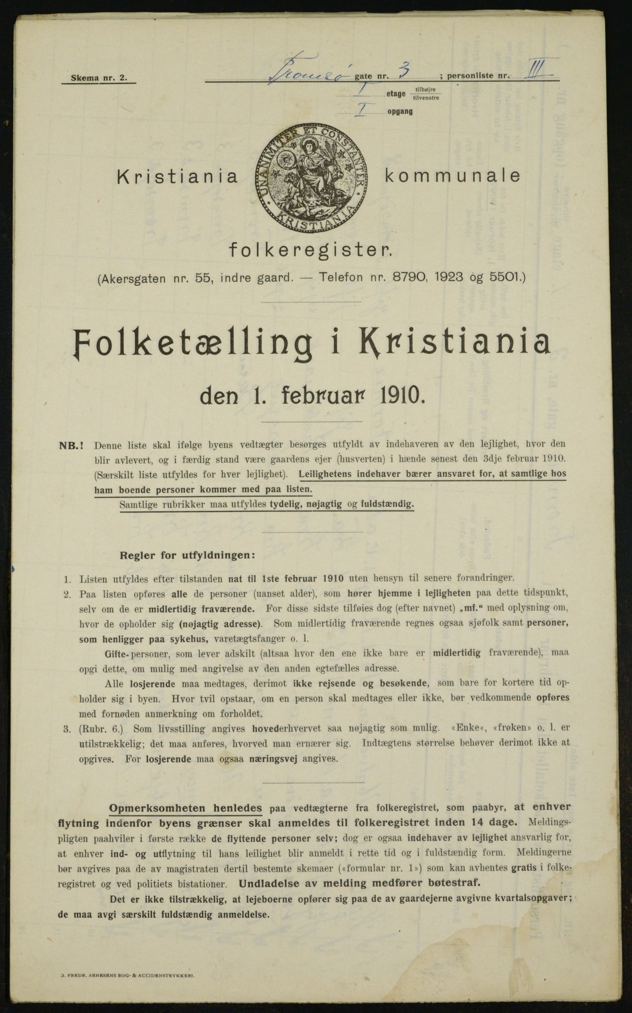 OBA, Kommunal folketelling 1.2.1910 for Kristiania, 1910, s. 109746