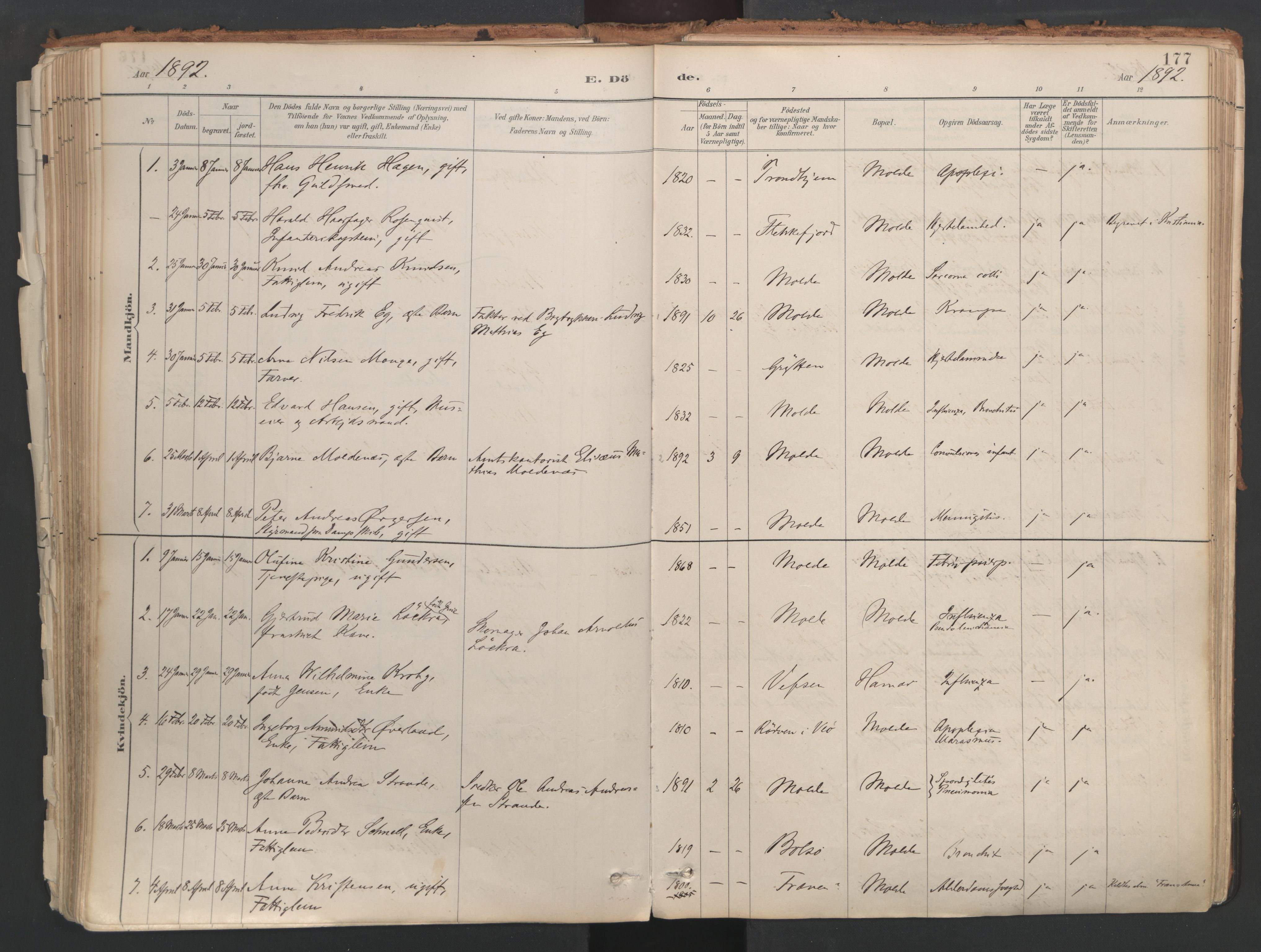 Ministerialprotokoller, klokkerbøker og fødselsregistre - Møre og Romsdal, AV/SAT-A-1454/558/L0692: Ministerialbok nr. 558A06, 1887-1971, s. 177