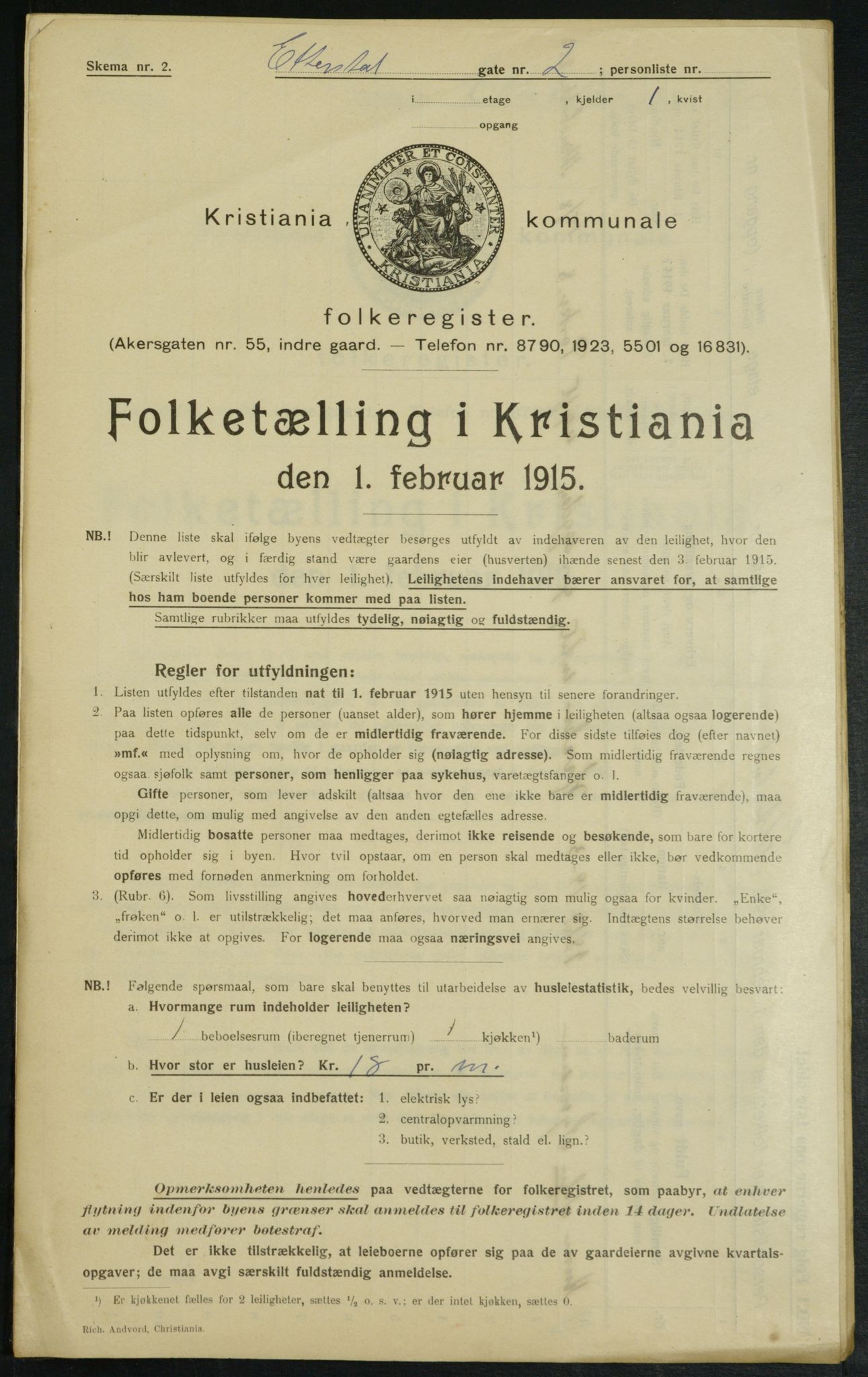 OBA, Kommunal folketelling 1.2.1915 for Kristiania, 1915, s. 21913