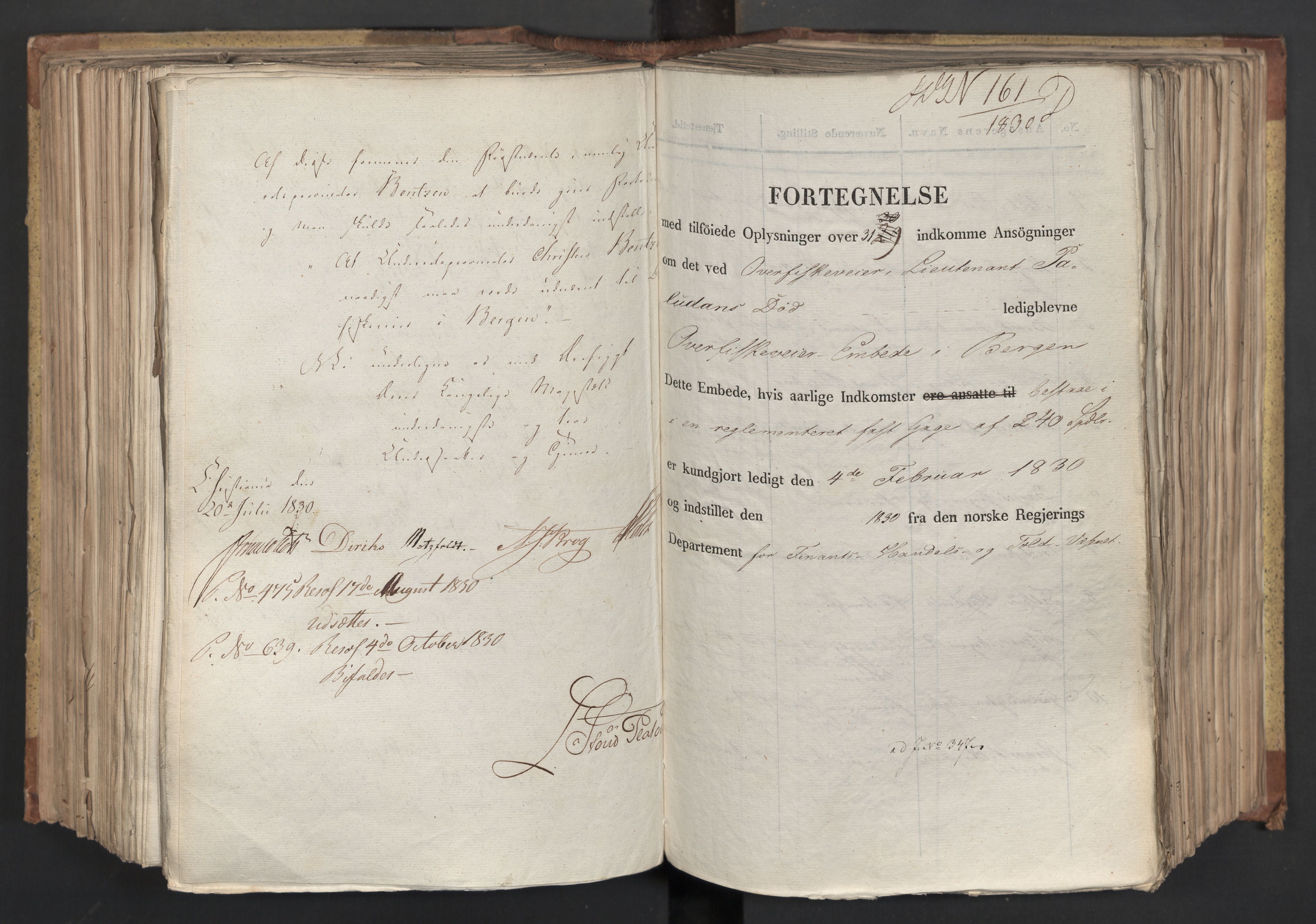 Statsrådsavdelingen i Stockholm, AV/RA-S-1003/D/Da/L0066: Regjeringsinnstillinger nr. 240-449, 1830, s. 412