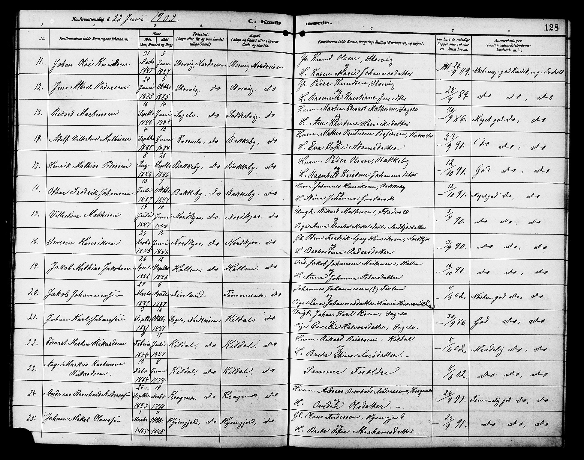 Skjervøy sokneprestkontor, AV/SATØ-S-1300/H/Ha/Hab/L0021klokker: Klokkerbok nr. 21, 1893-1910, s. 128
