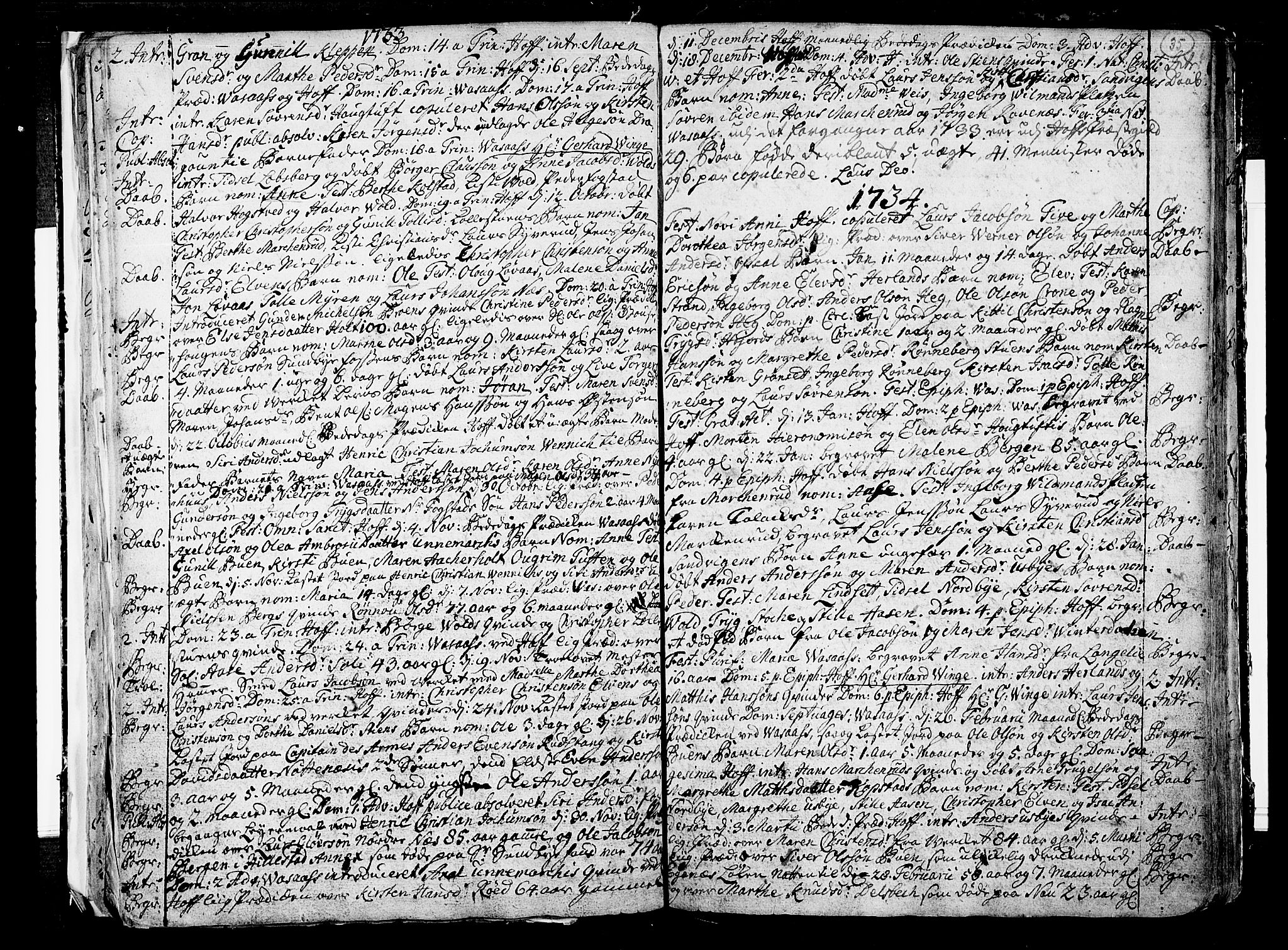 Hof kirkebøker, SAKO/A-64/F/Fa/L0001: Ministerialbok nr. I 1, 1704-1745, s. 35