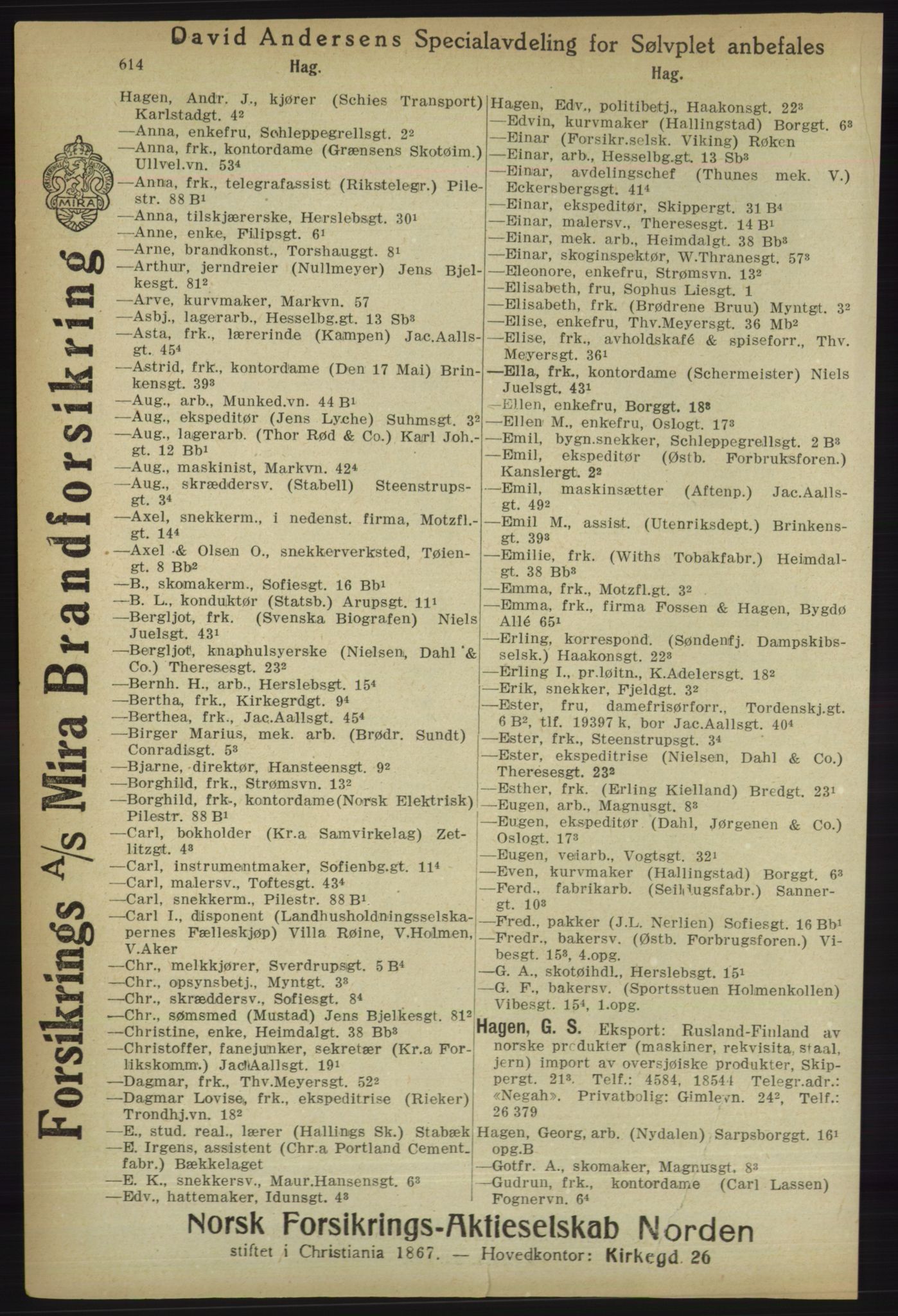 Kristiania/Oslo adressebok, PUBL/-, 1918, s. 639