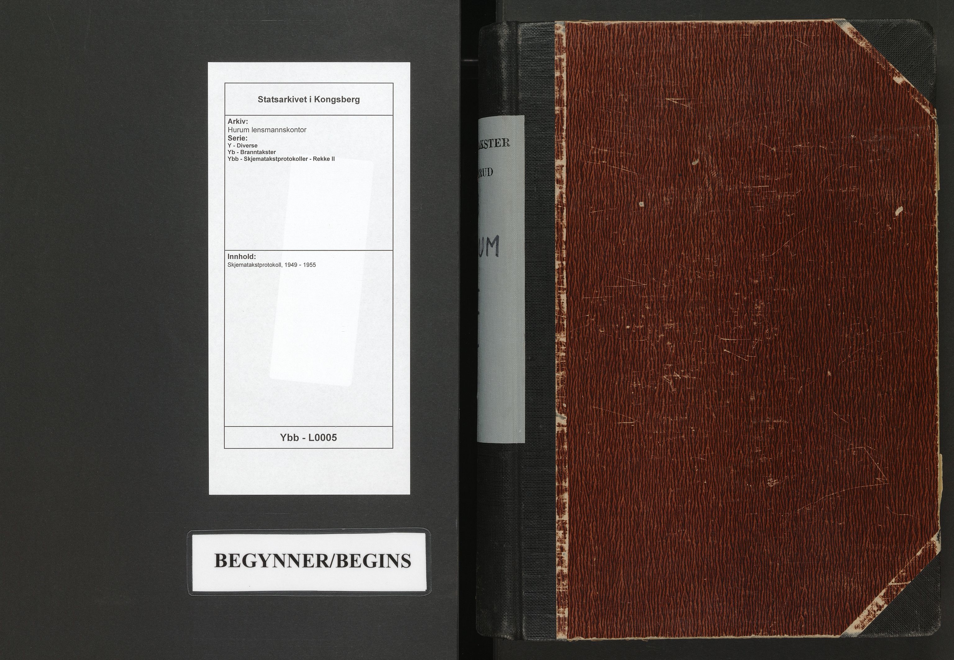 Hurum lensmannskontor, AV/SAKO-A-505/Y/Yb/Ybb/L0005: Skjematakstprotokoll, 1949-1955