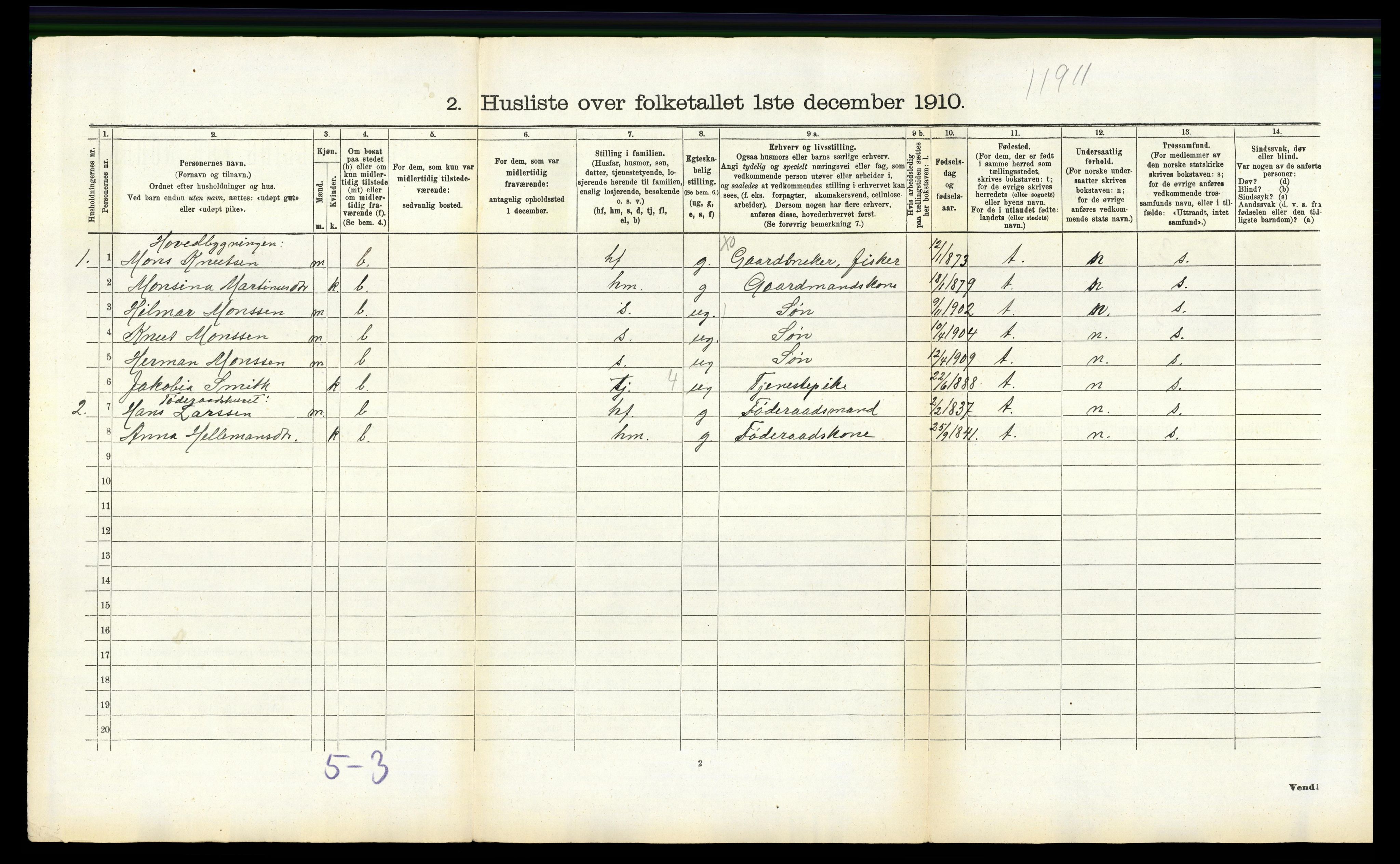 RA, Folketelling 1910 for 1259 Hjelme herred, 1910, s. 269