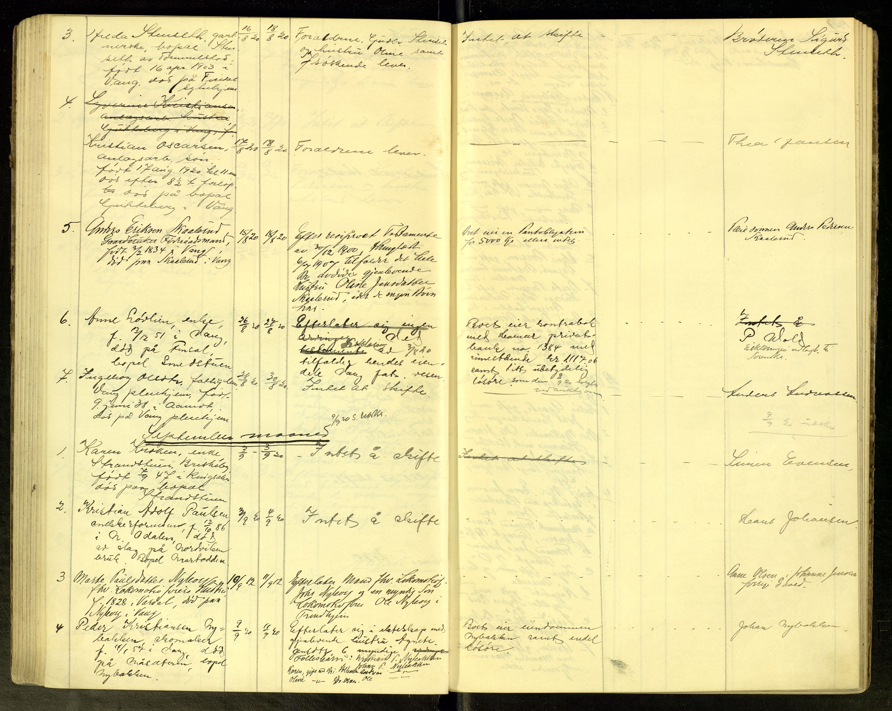 Vang, Hedmark, lensmannskontor, AV/SAH-LHV-018/H/Ha/L0007: Dødsfallsprotokoll, 1915-1925