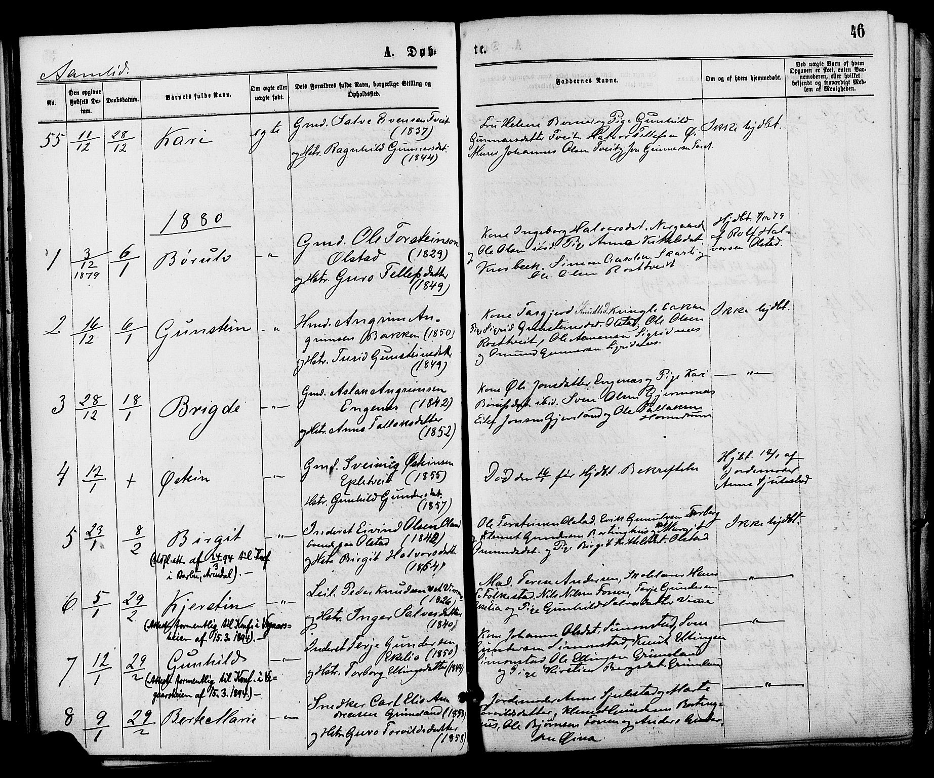 Åmli sokneprestkontor, AV/SAK-1111-0050/F/Fa/Fac/L0009: Ministerialbok nr. A 9 /1, 1869-1884, s. 46