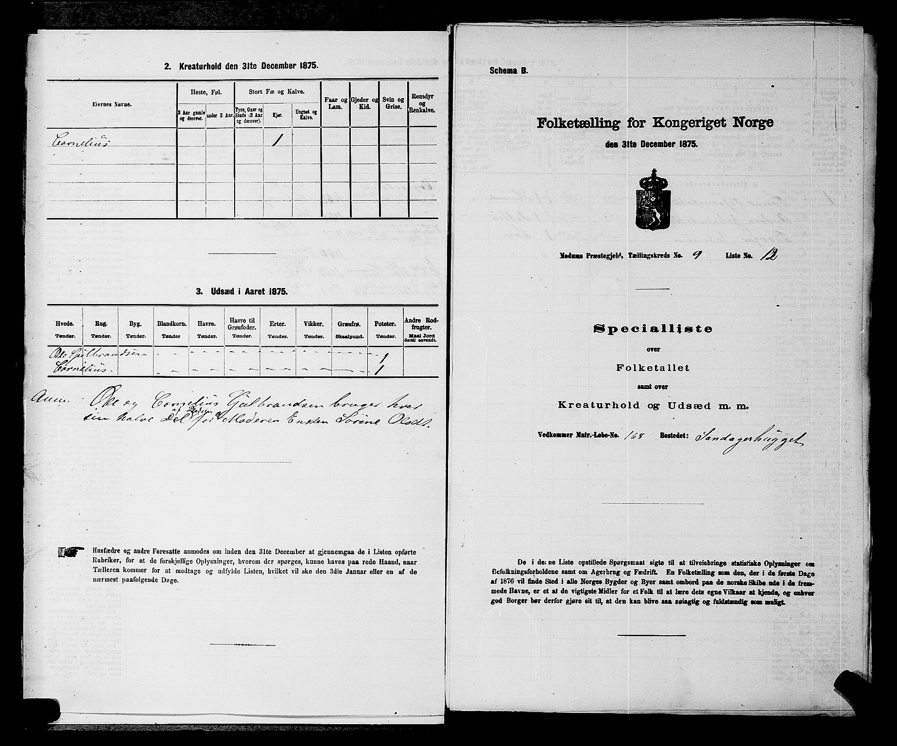 SAKO, Folketelling 1875 for 0623P Modum prestegjeld, 1875, s. 1064