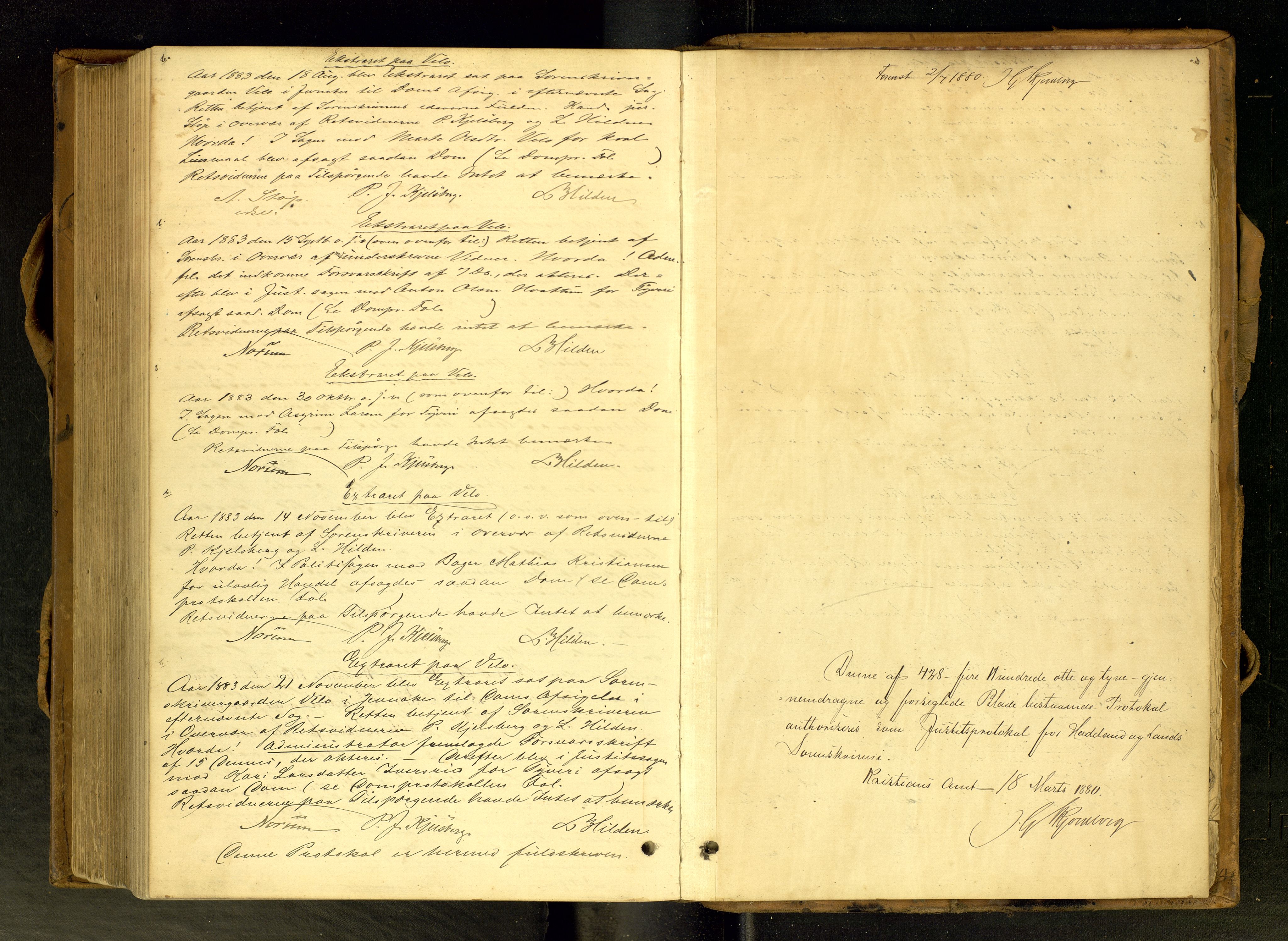 Hadeland og Land tingrett, AV/SAH-TING-010/G/Gc/L0019: Ekstrarettsprotokoll, 1880-1883