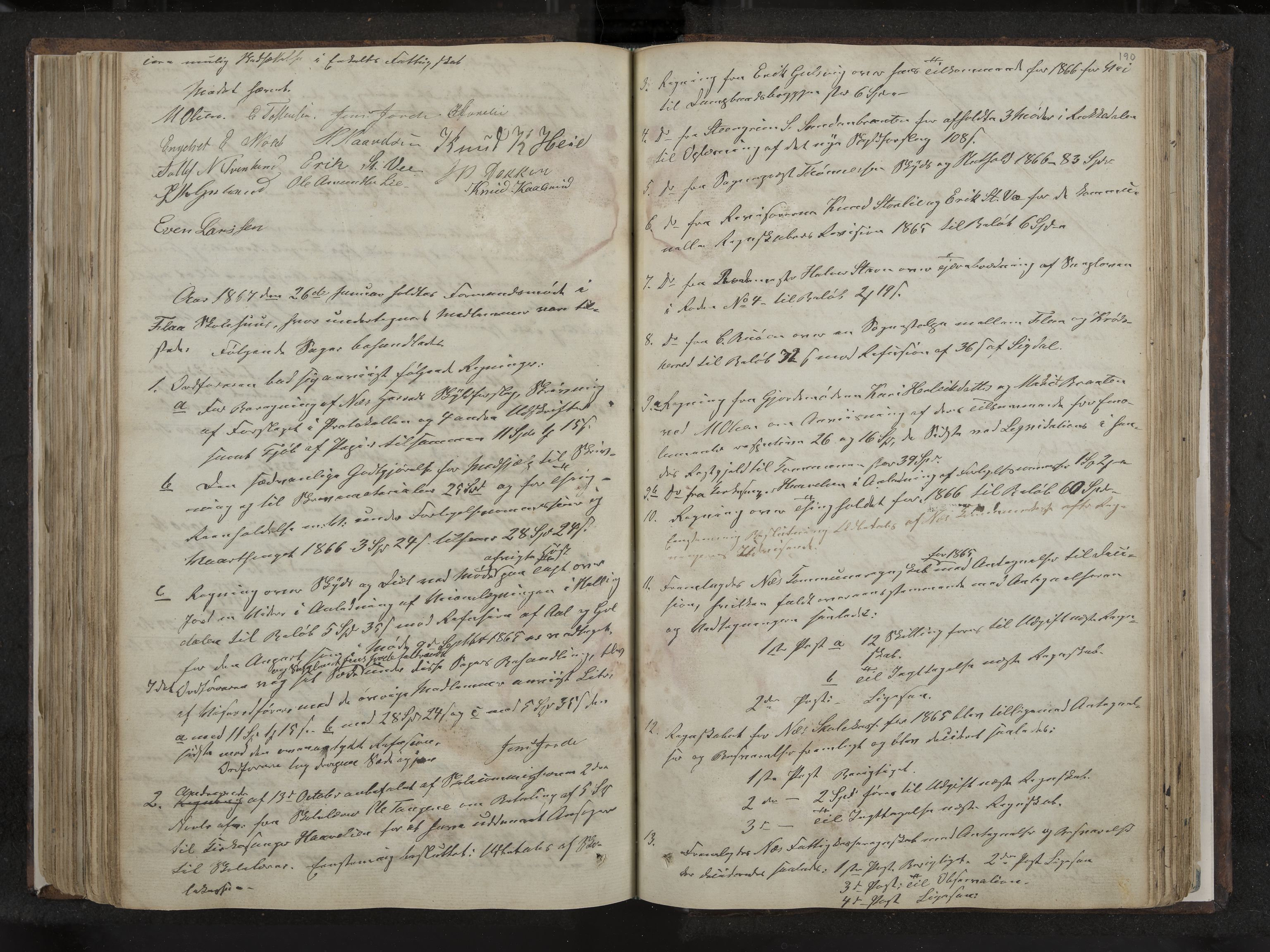 Nes formannskap og sentraladministrasjon, IKAK/0616021-1/A/Aa/L0001: Møtebok med register, 1838-1875, s. 190