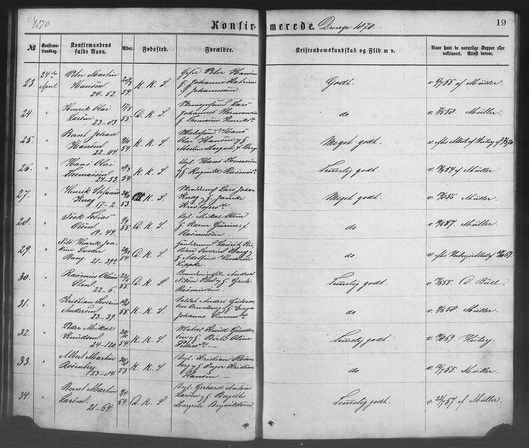 Korskirken sokneprestembete, AV/SAB-A-76101/H/Haa/L0028: Ministerialbok nr. C 4, 1868-1879, s. 19