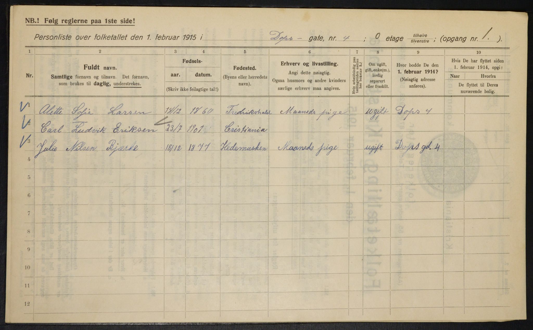 OBA, Kommunal folketelling 1.2.1915 for Kristiania, 1915, s. 15863