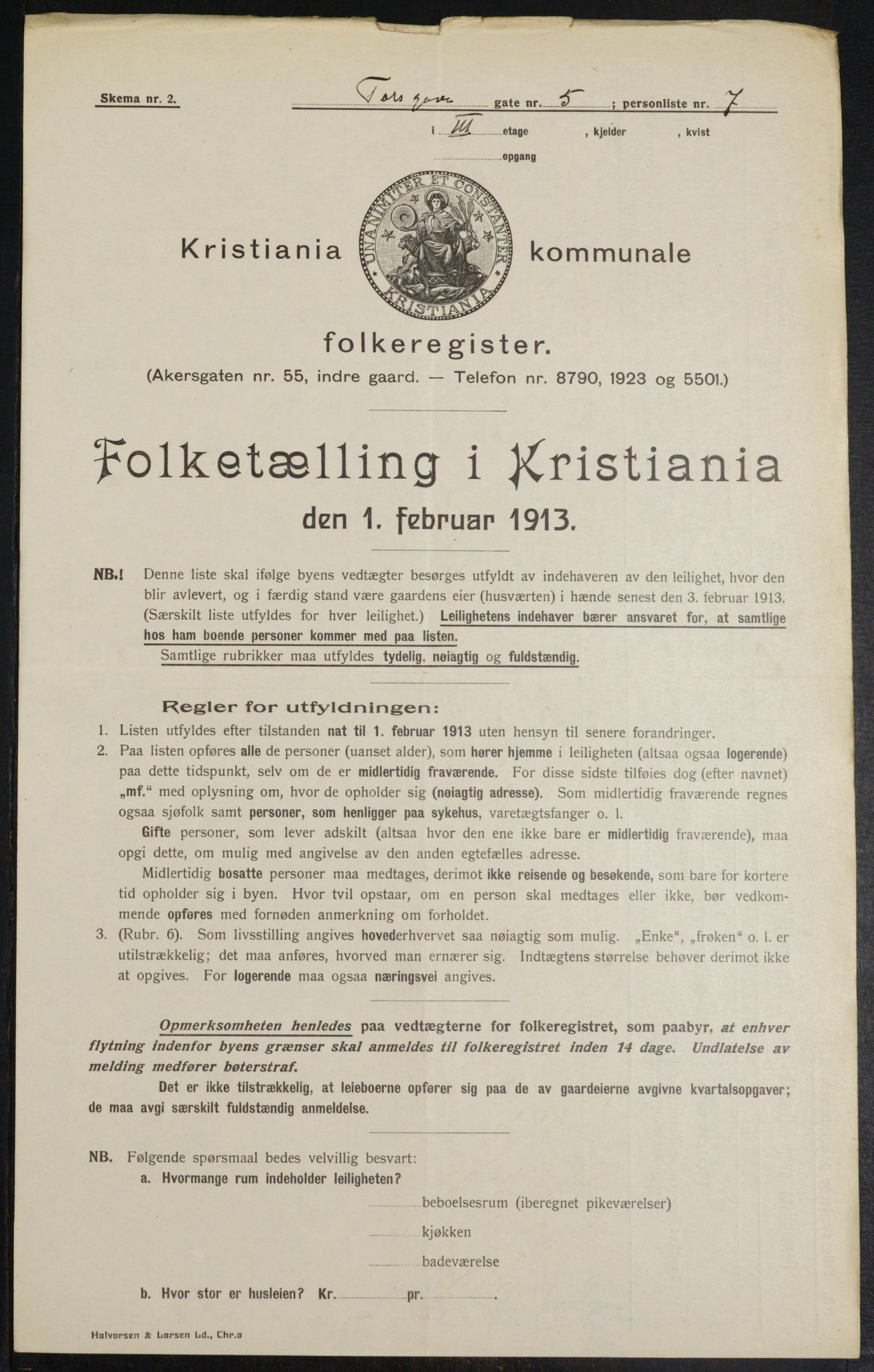 OBA, Kommunal folketelling 1.2.1913 for Kristiania, 1913, s. 114390