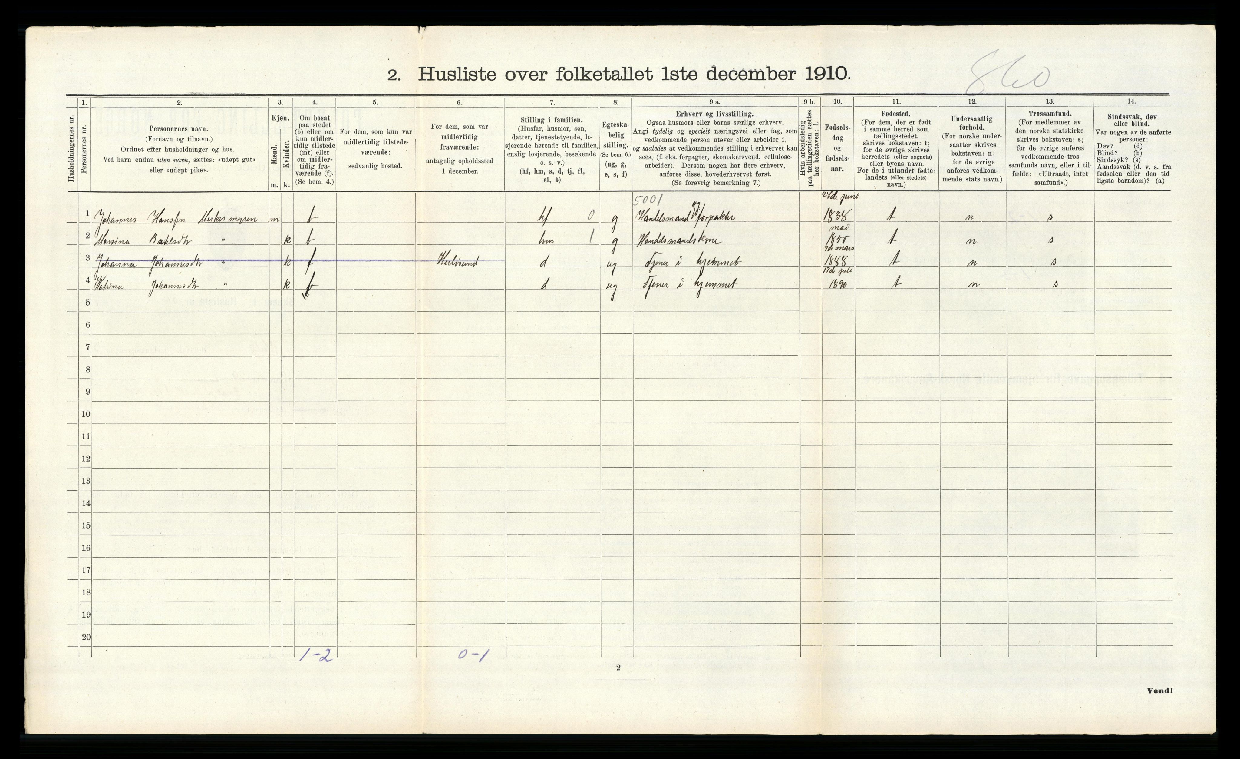 RA, Folketelling 1910 for 1258 Herdla herred, 1910, s. 507