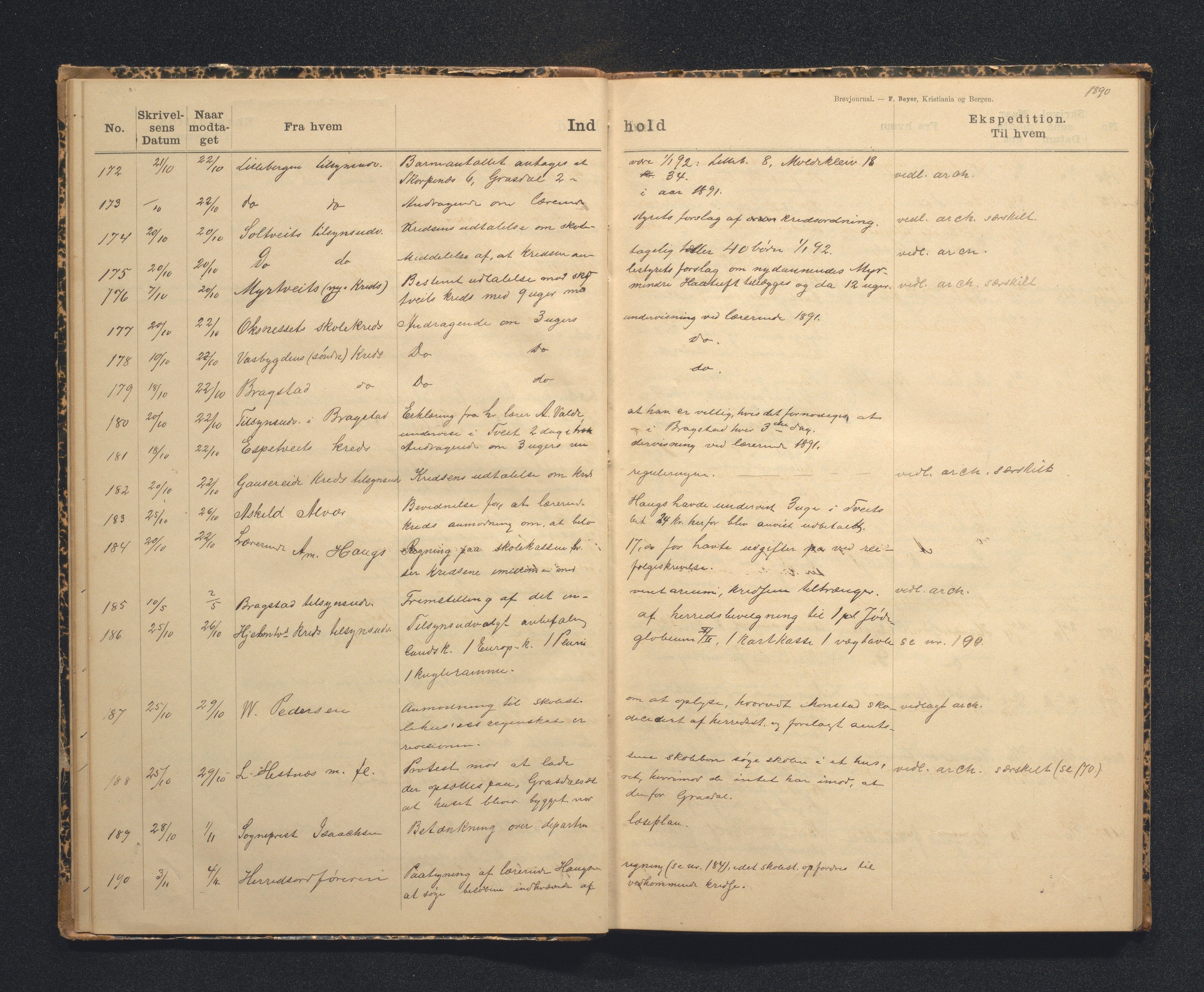 Alversund kommune. Skulestyret, IKAH/1257-211/C/Ca/L0001: Brevjournal for Alversund skulestyre, 1889-1899