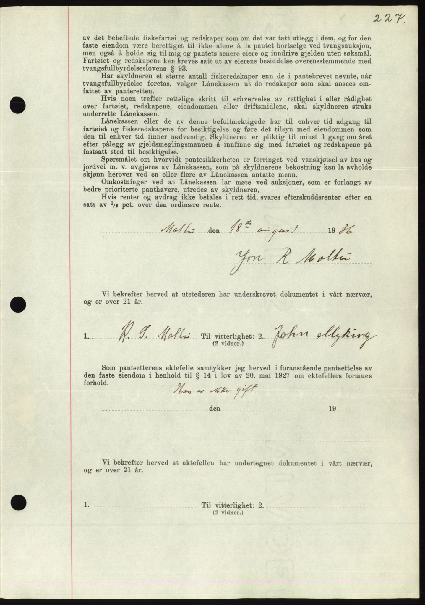 Søre Sunnmøre sorenskriveri, AV/SAT-A-4122/1/2/2C/L0061: Pantebok nr. 55, 1936-1936, Dagboknr: 1213/1936