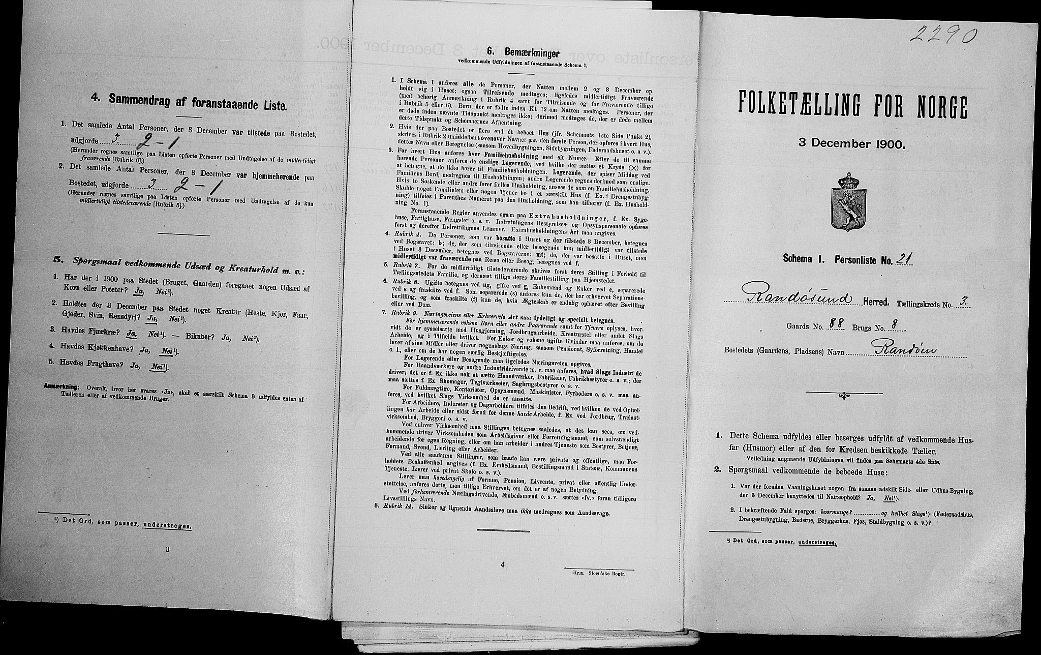 SAK, Folketelling 1900 for 1011 Randesund herred, 1900, s. 387