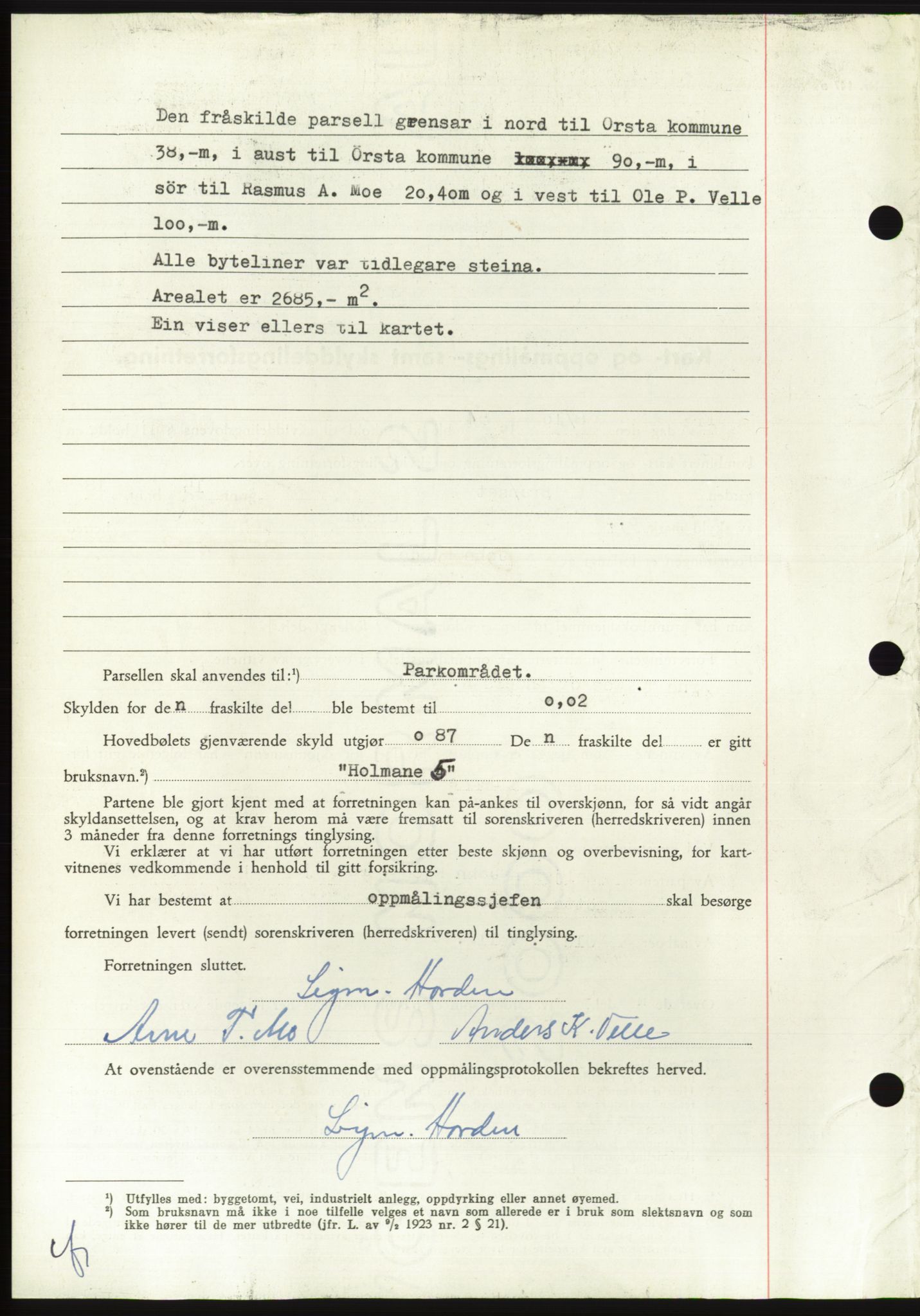 Søre Sunnmøre sorenskriveri, AV/SAT-A-4122/1/2/2C/L0099: Pantebok nr. 25A, 1954-1954, Dagboknr: 3098/1954