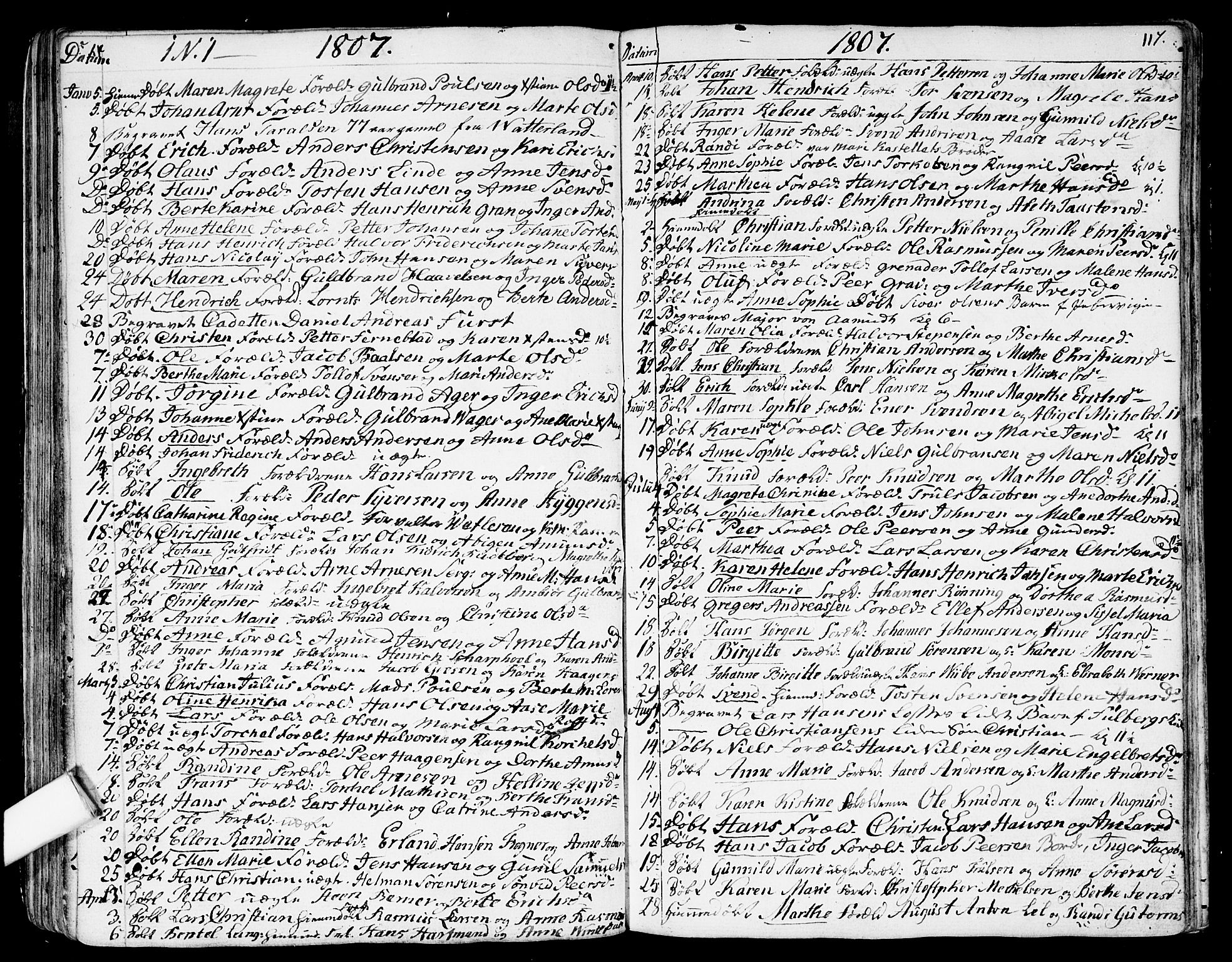 Garnisonsmenigheten Kirkebøker, SAO/A-10846/G/Ga/L0001: Klokkerbok nr. 1, 1796-1814, s. 116-117