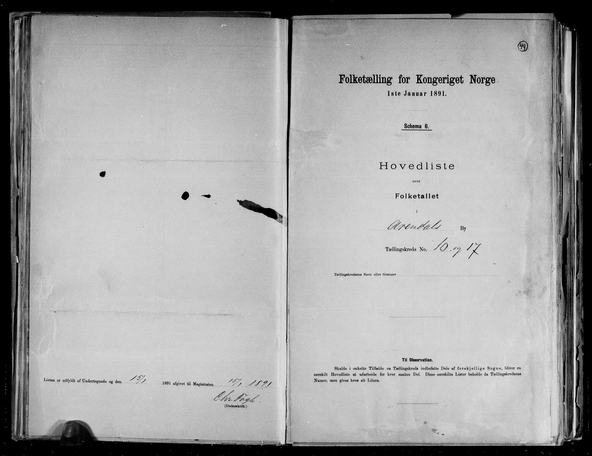 RA, Folketelling 1891 for 0903 Arendal kjøpstad, 1891, s. 21