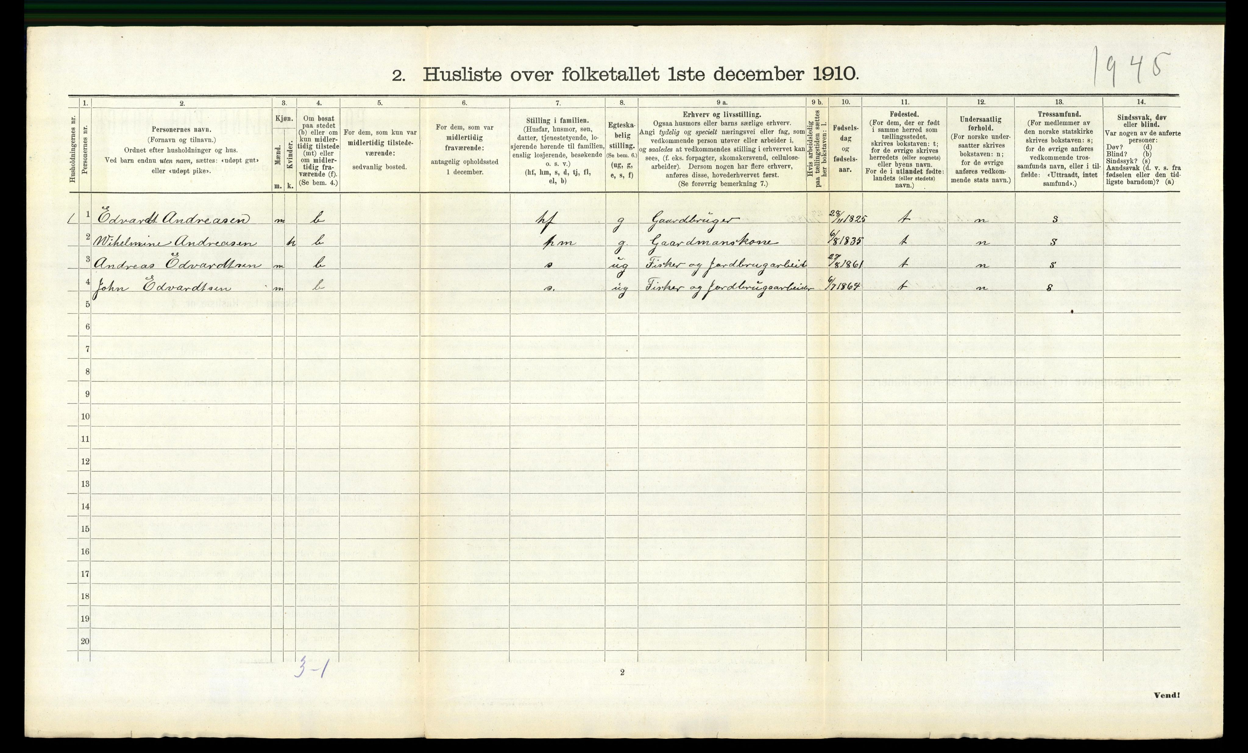 RA, Folketelling 1910 for 1019 Halse og Harkmark herred, 1910, s. 1345