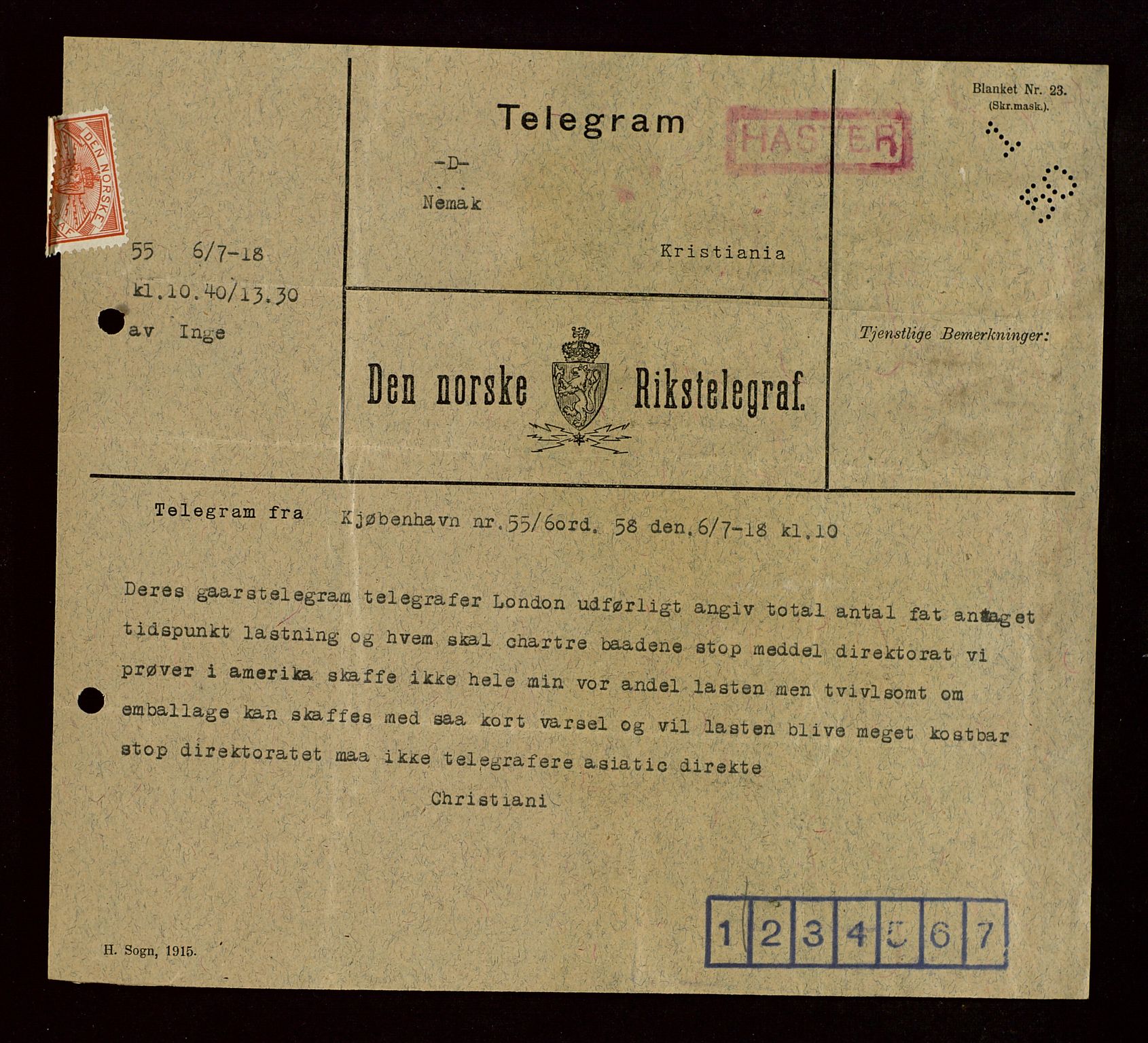 Pa 1521 - A/S Norske Shell, AV/SAST-A-101915/E/Ea/Eaa/L0004: Sjefskorrespondanse, 1918, s. 23