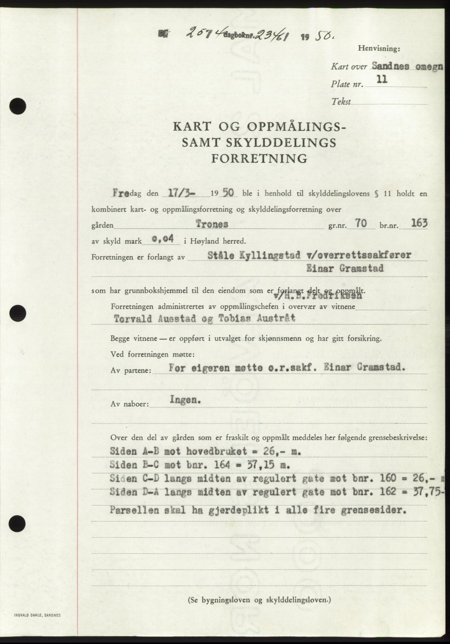 Jæren sorenskriveri, SAST/A-100310/03/G/Gba/L0107: Pantebok, 1950-1950, Dagboknr: 2346/1950