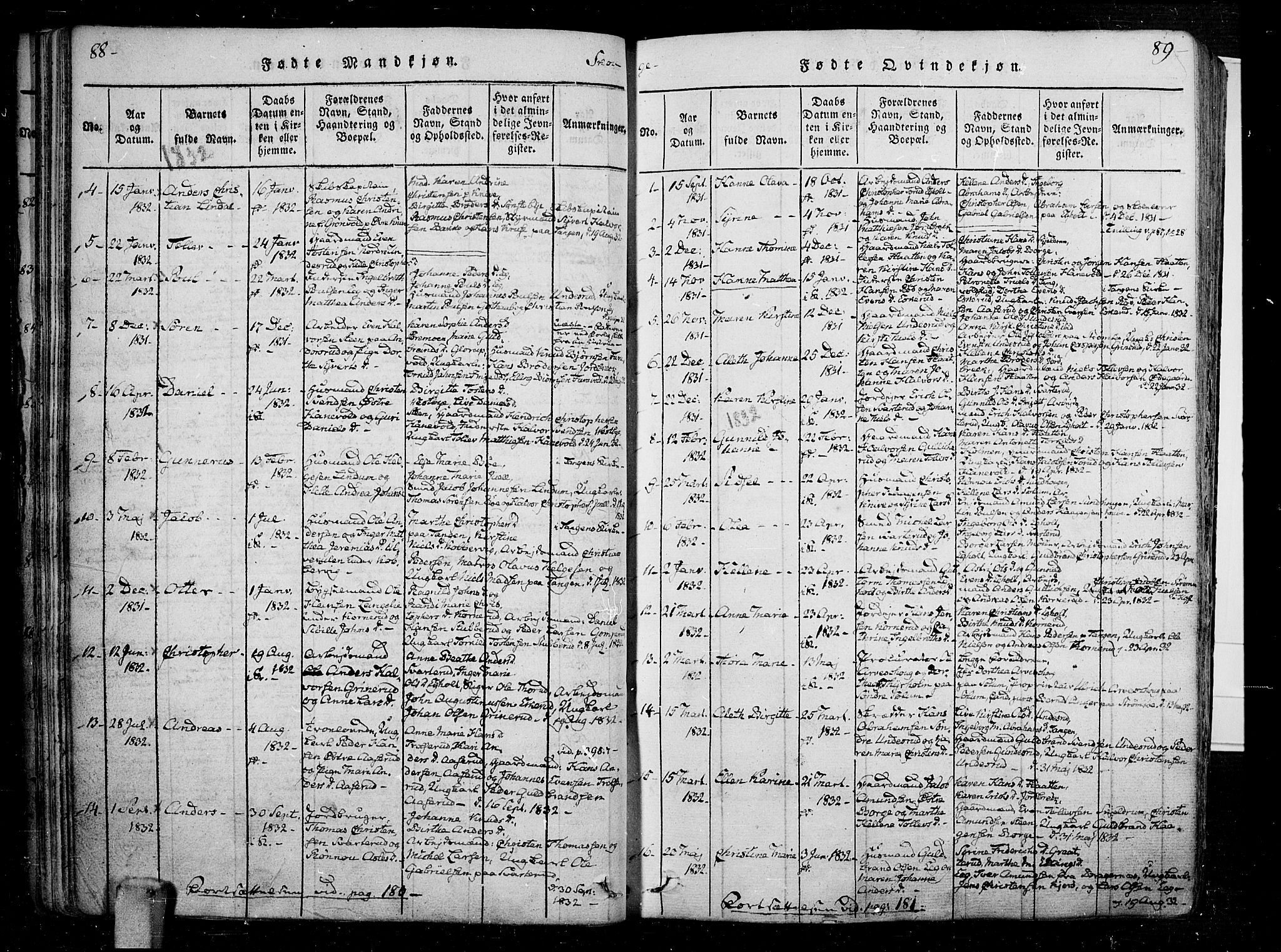 Skoger kirkebøker, AV/SAKO-A-59/F/Fa/L0002: Ministerialbok nr. I 2 /1, 1814-1842, s. 88-89