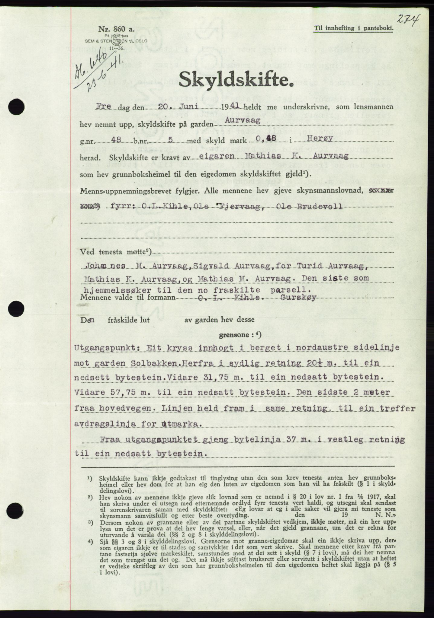 Søre Sunnmøre sorenskriveri, AV/SAT-A-4122/1/2/2C/L0071: Pantebok nr. 65, 1941-1941, Dagboknr: 640/1941