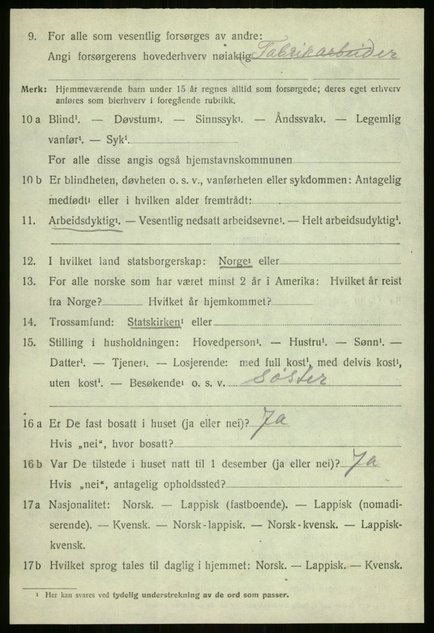 SATØ, Folketelling 1920 for 1925 Sørreisa herred, 1920, s. 4533
