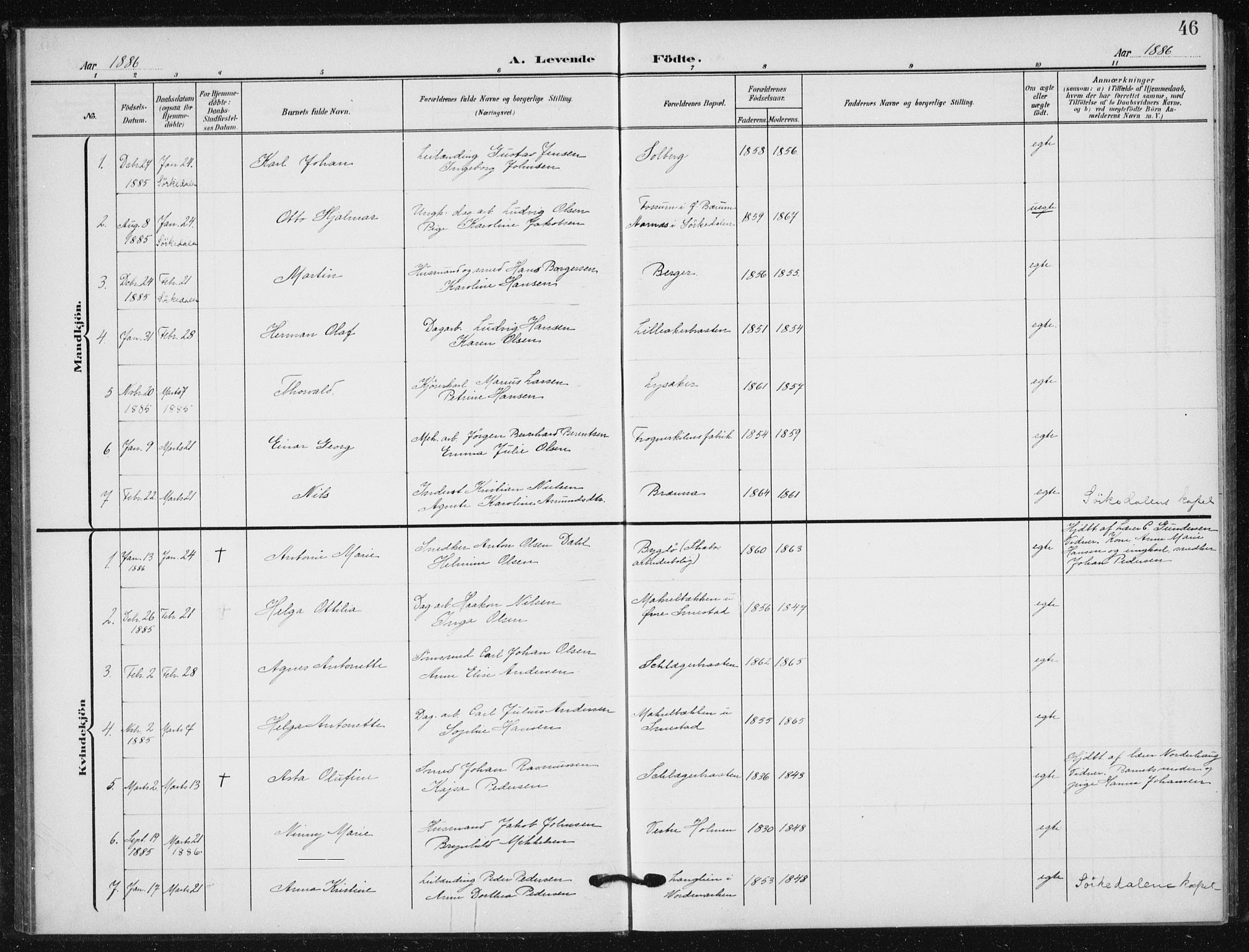 Vestre Aker prestekontor Kirkebøker, AV/SAO-A-10025/F/Fb/L0001: Ministerialbok nr. II 1, 1880-1906, s. 46