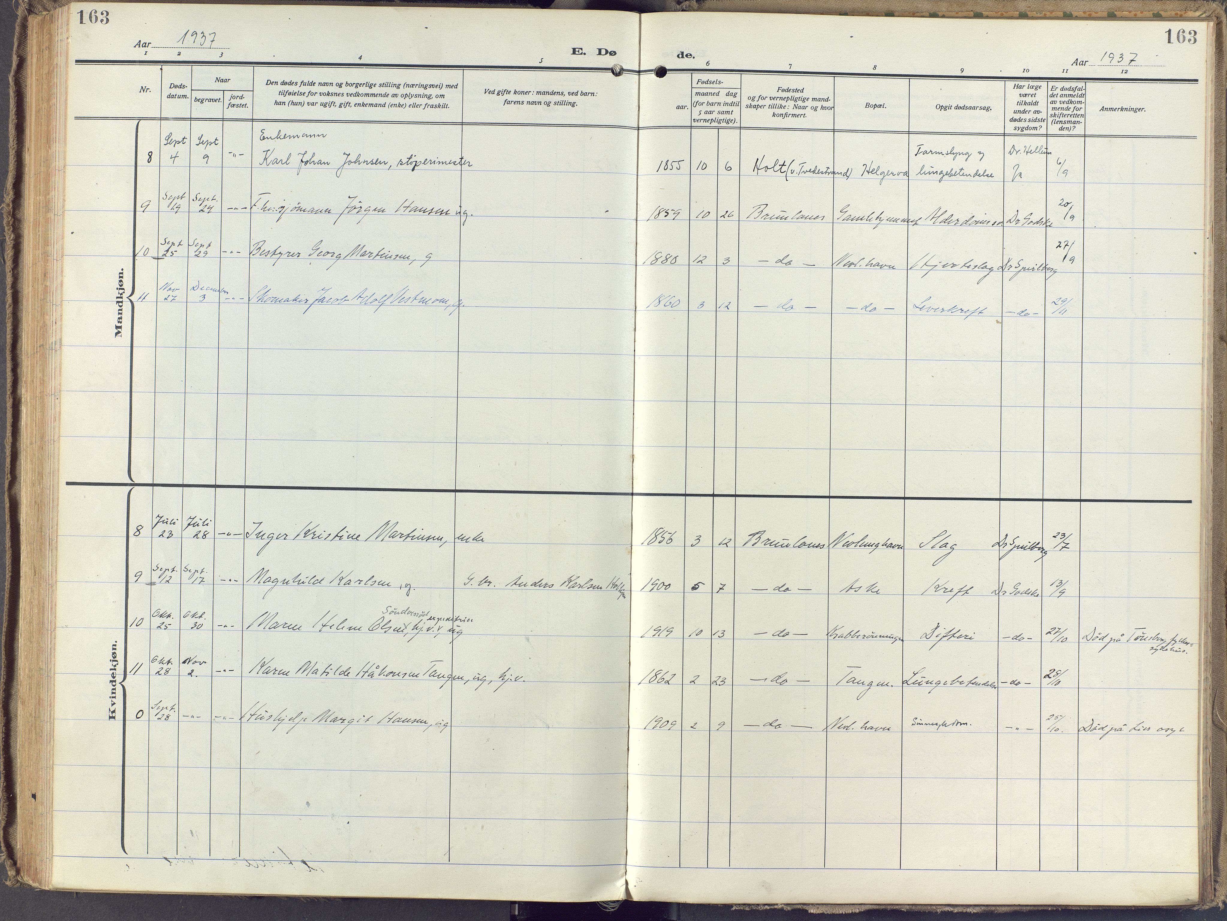 Brunlanes kirkebøker, SAKO/A-342/F/Fb/L0004: Ministerialbok nr. II 4, 1923-1940, s. 163